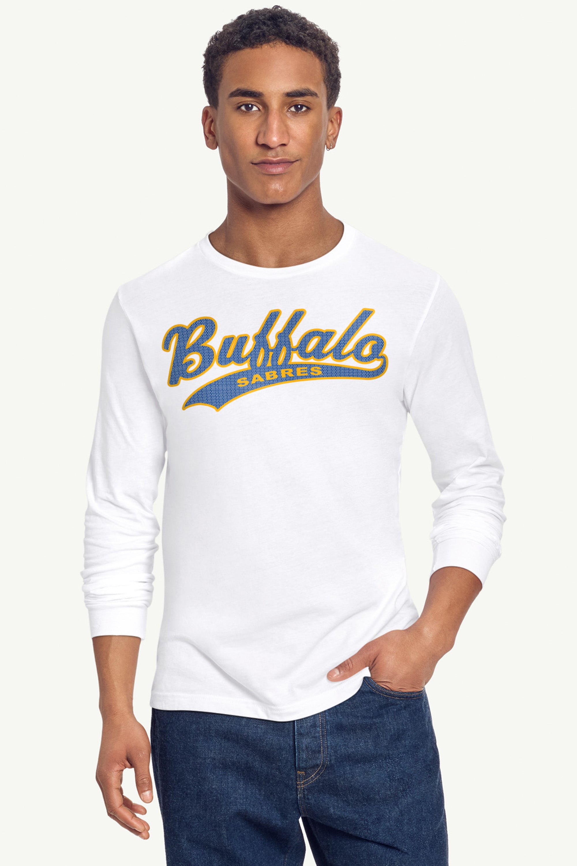 MENS BUFFALO SABRES TAILSWEEP LONG SLEEVE T SHIRT View 4 MENS BUFFALO SABRES TAILSWEEP LONG SLEEVE T SHIRT View 4