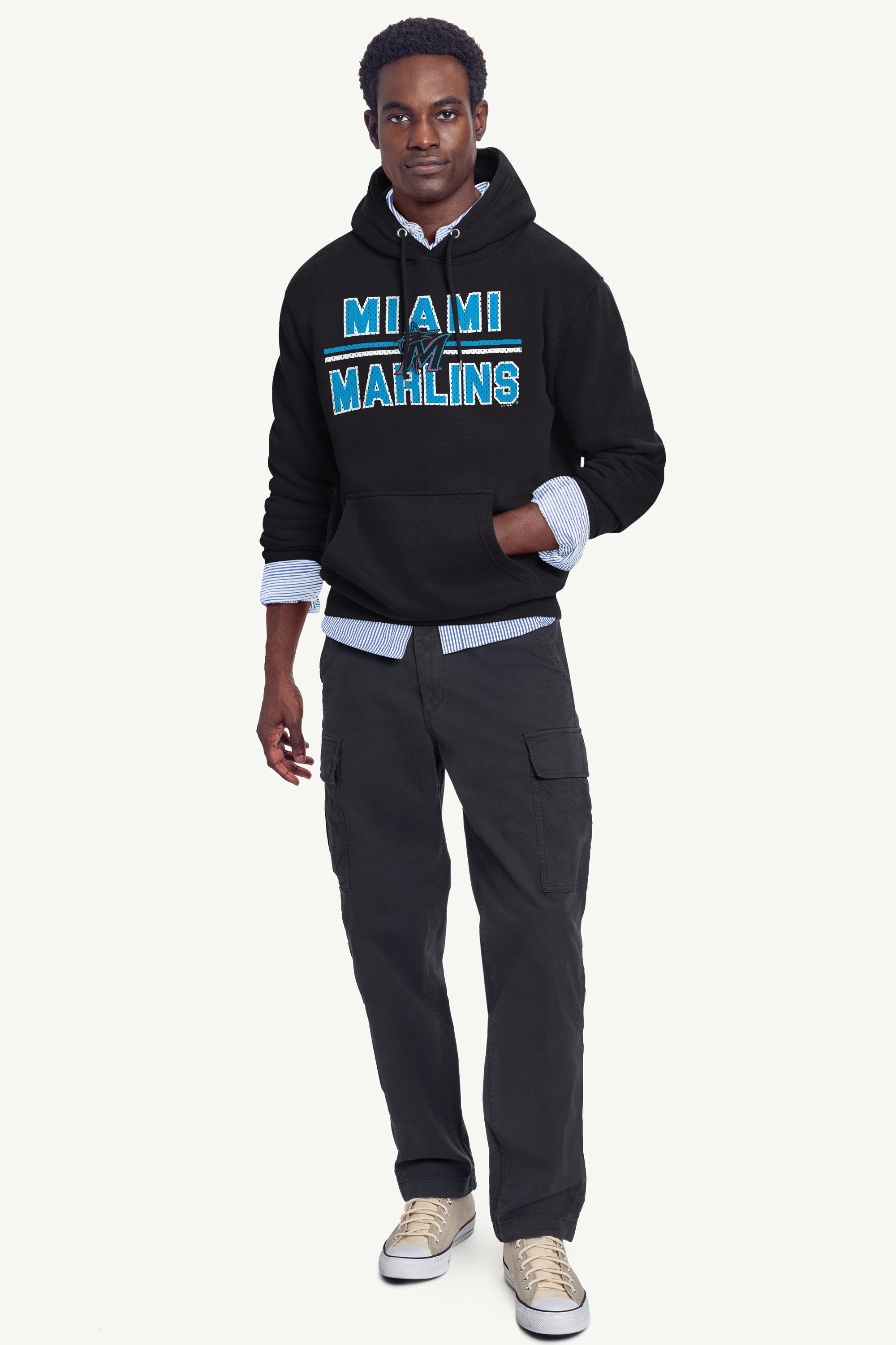 MENS MIAMI MARLINS MESH LOOK HOODIE View 3 MENS MIAMI MARLINS MESH LOOK HOODIE View 3
