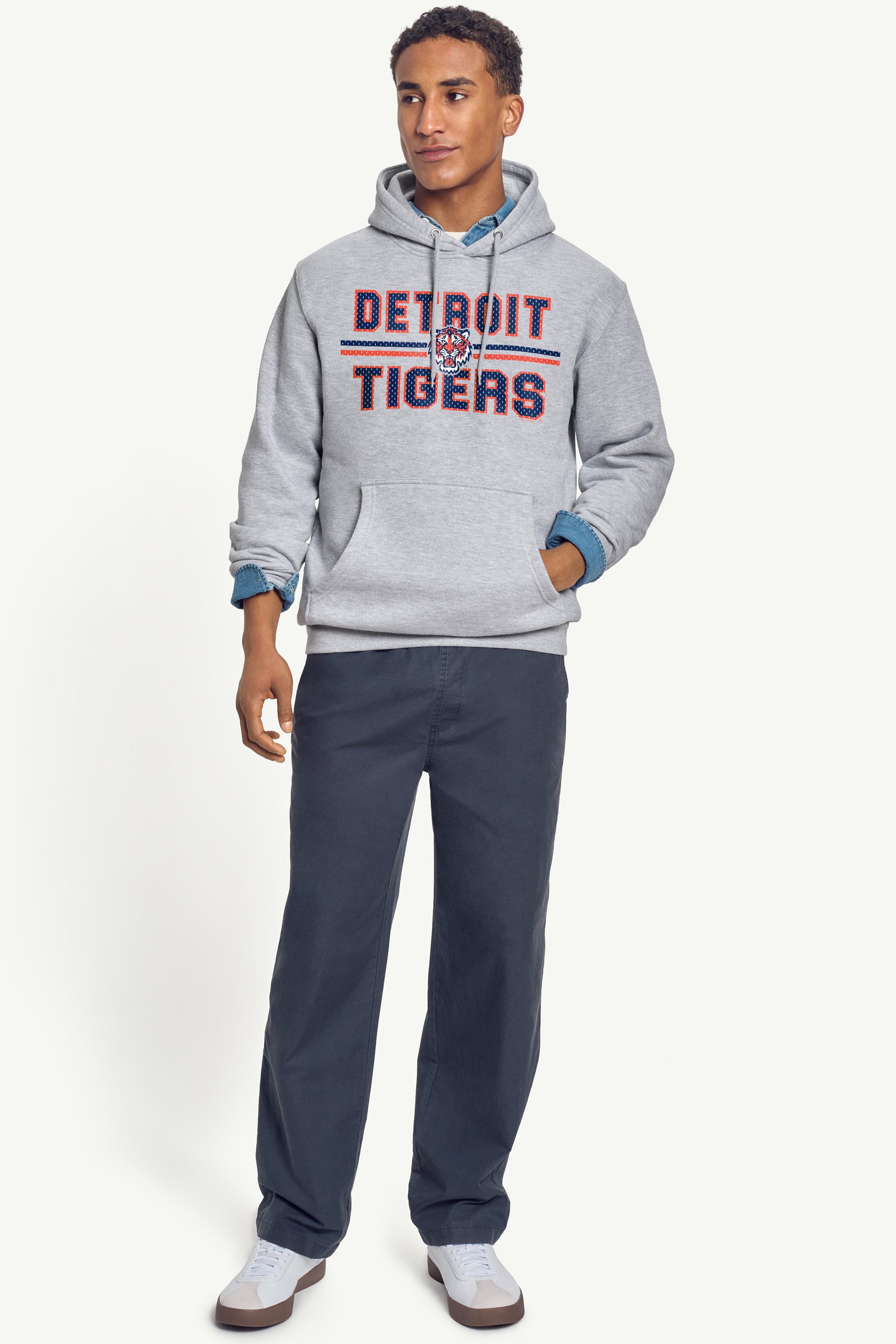 MENS DETROIT TIGERS MESH LOOK HOODIE View 3 MENS DETROIT TIGERS MESH LOOK HOODIE View 3