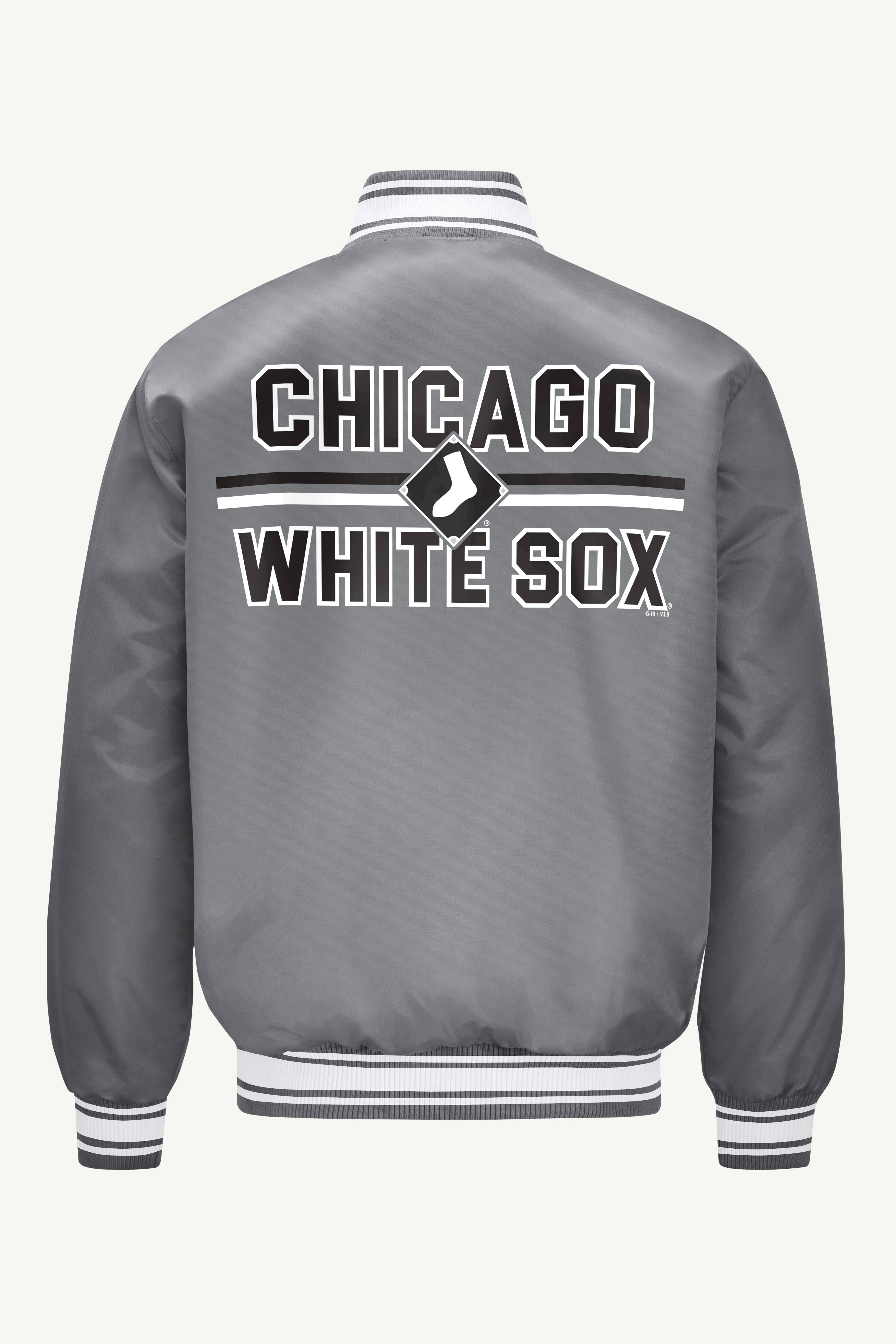 MENS CHICAGO WHITE SOX SATIN VARISTY JACKET View 3 | Chicago White Sox MENS CHICAGO WHITE SOX SATIN VARISTY JACKET View 3 | Chicago White Sox