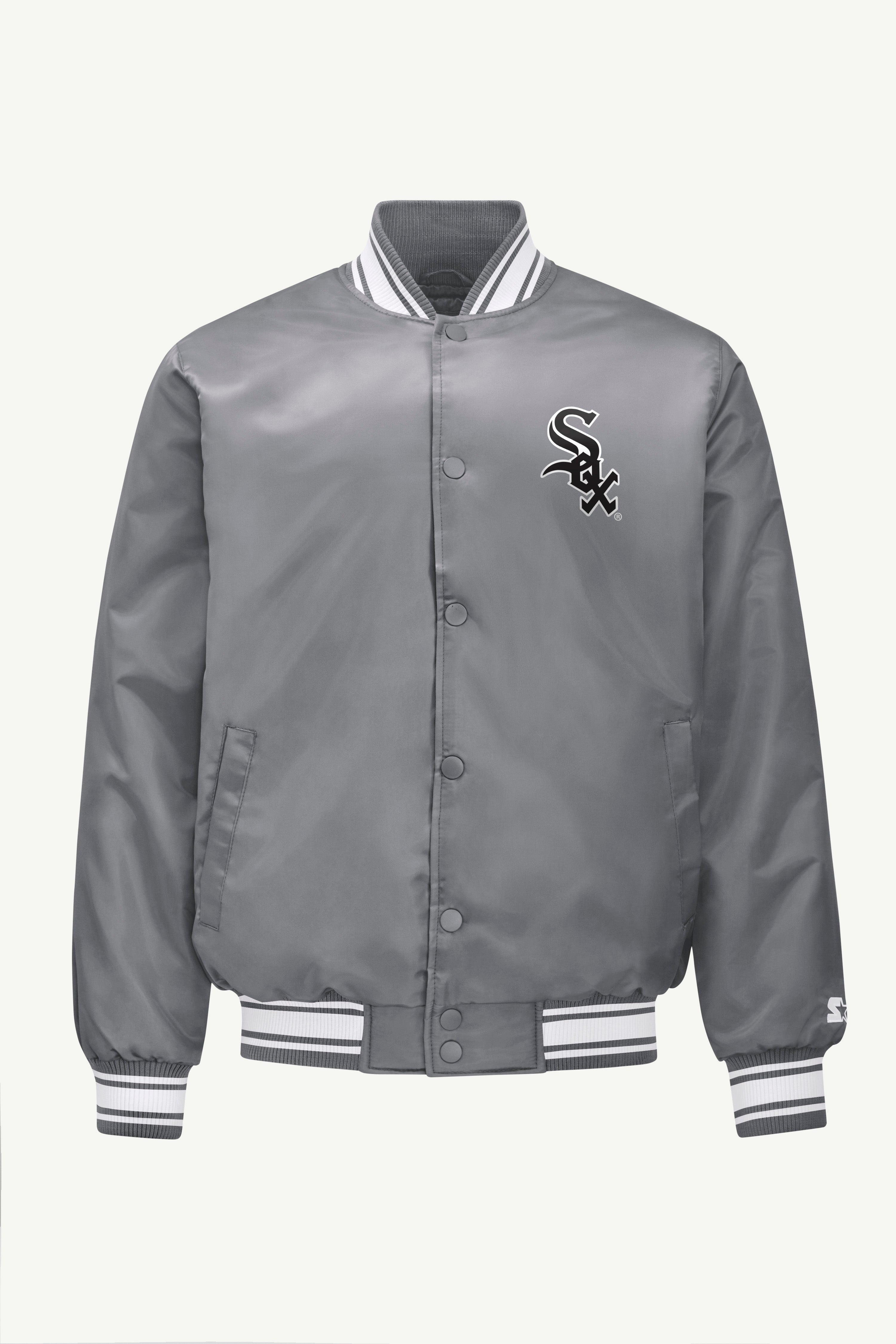 MENS CHICAGO WHITE SOX SATIN VARISTY JACKET View 4 | Chicago White Sox MENS CHICAGO WHITE SOX SATIN VARISTY JACKET View 4 | Chicago White Sox