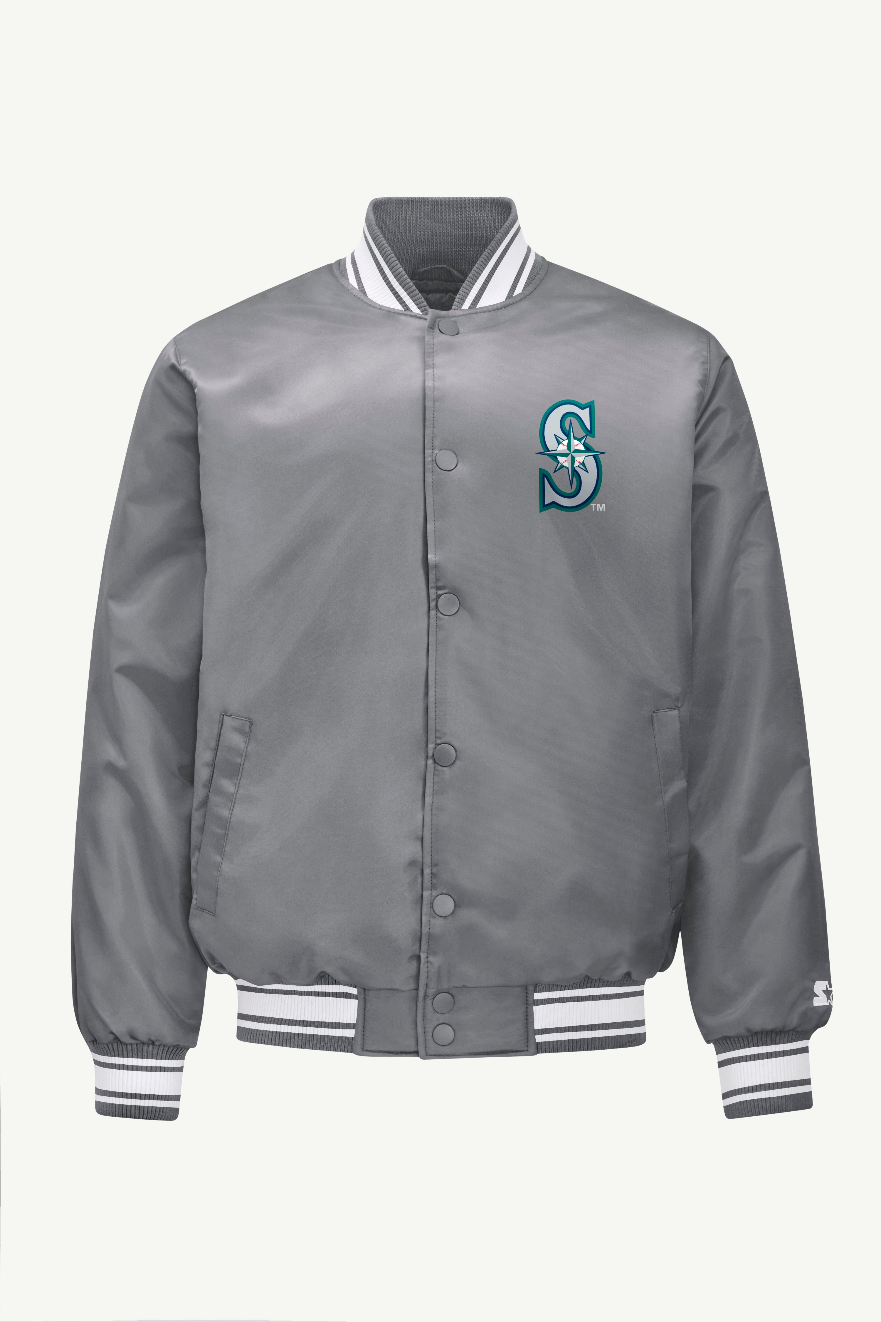 MENS SEATTLE MARINERS SATIN VARISTY JACKET View 4 MENS SEATTLE MARINERS SATIN VARISTY JACKET View 4
