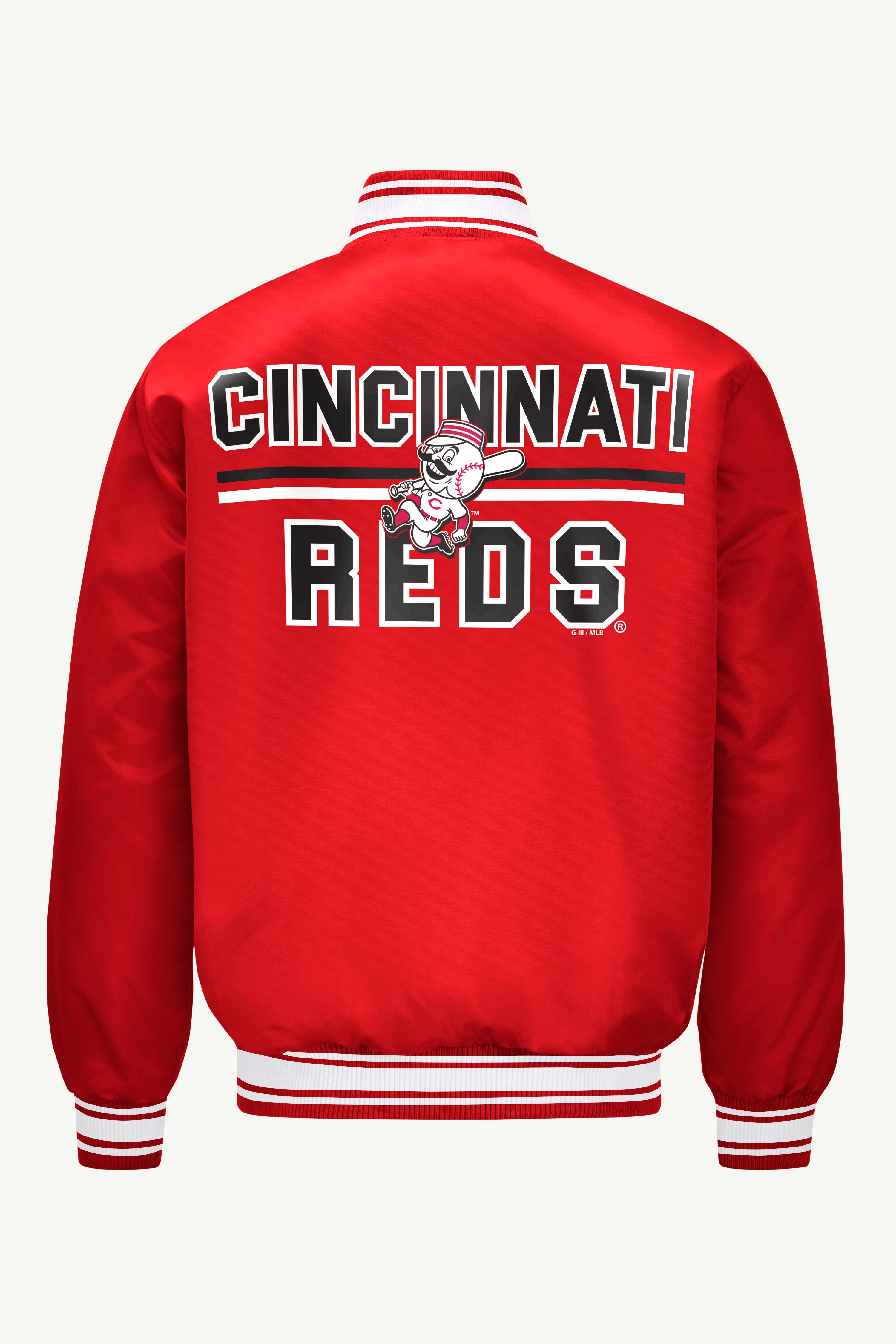 MENS CINCINNATI REDS SATIN VARISTY JACKET View 3 MENS CINCINNATI REDS SATIN VARISTY JACKET View 3