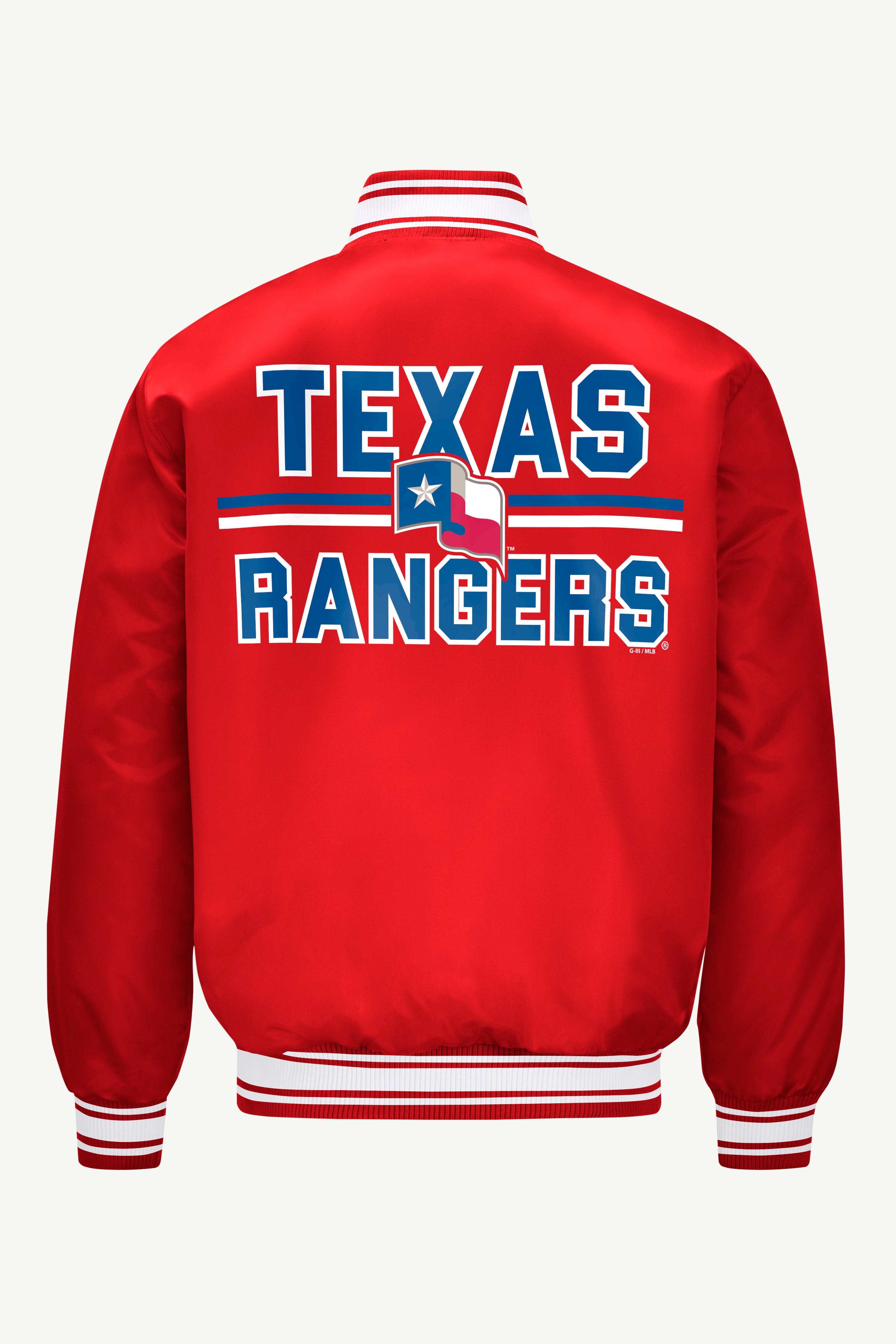 MENS TEXAS RANGERS SATIN VARISTY JACKET View 3 MENS TEXAS RANGERS SATIN VARISTY JACKET View 3