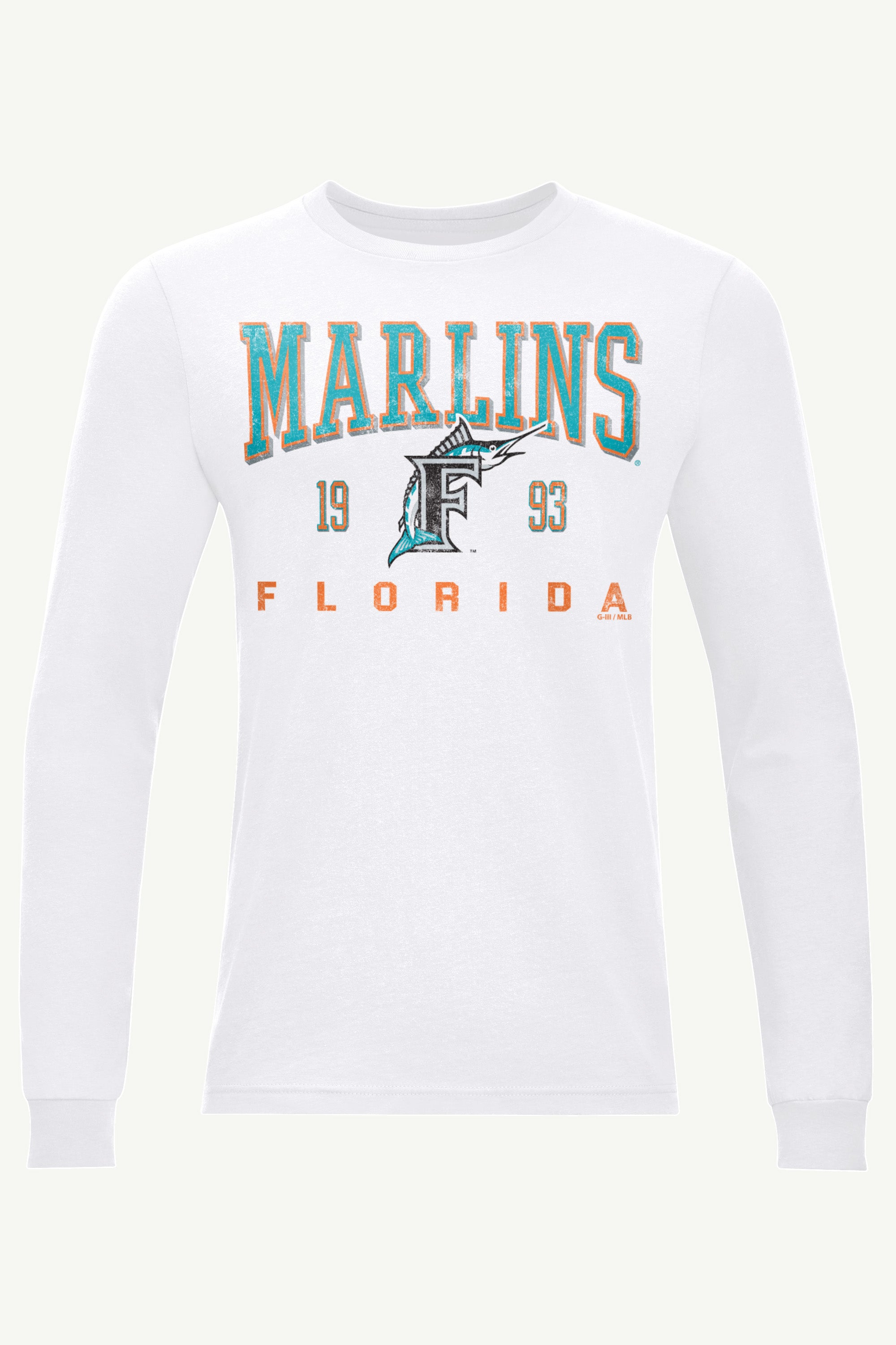 MENS MIAMI MARLINS RETRO LONG SLEEVE T SHIRT View 1 | Miami Marlins MENS MIAMI MARLINS RETRO LONG SLEEVE T SHIRT View 1 | Miami Marlins