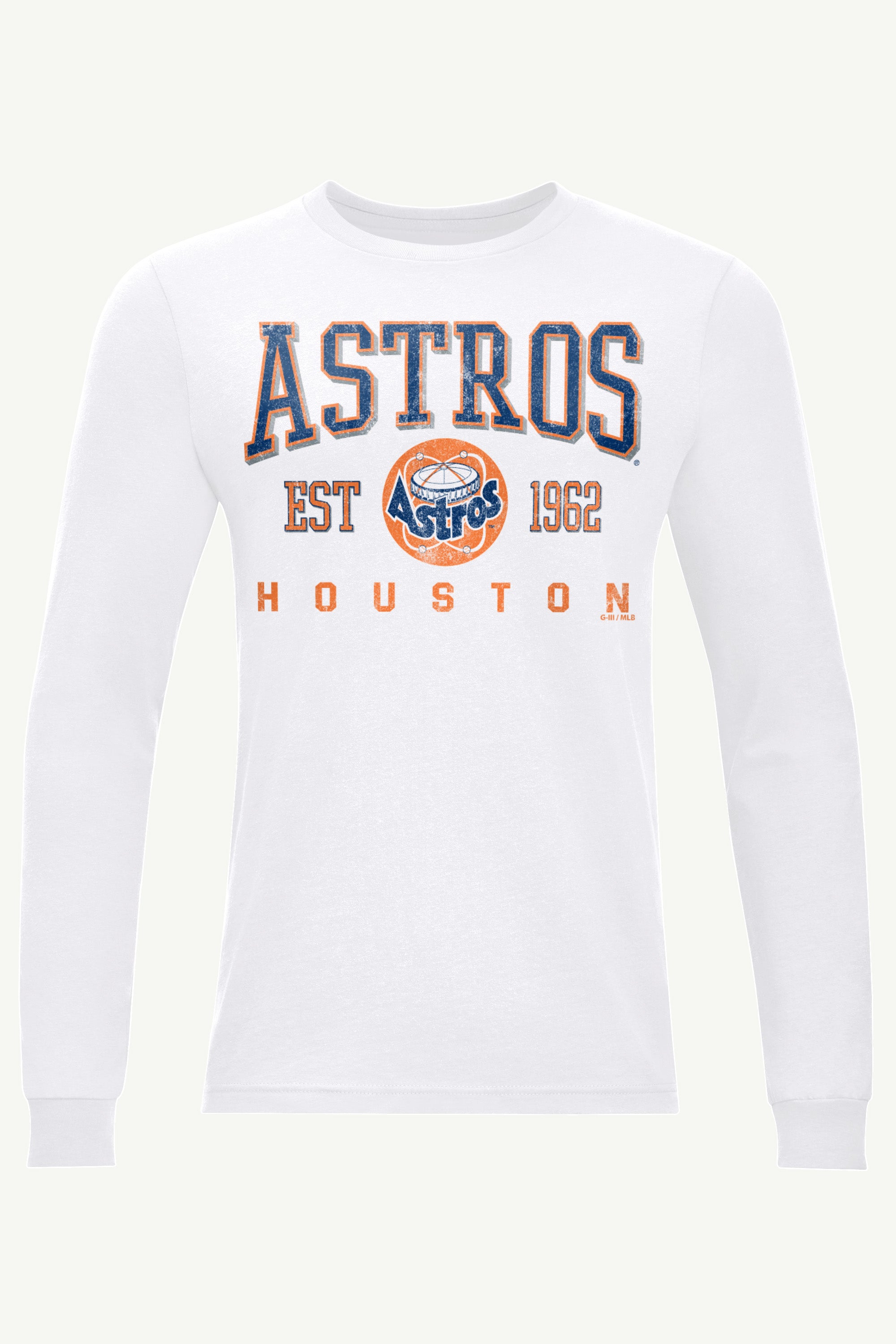 MENS HOUSTON ASTROS RETRO LONG SLEEVE T SHIRT View 1 MENS HOUSTON ASTROS RETRO LONG SLEEVE T SHIRT View 1
