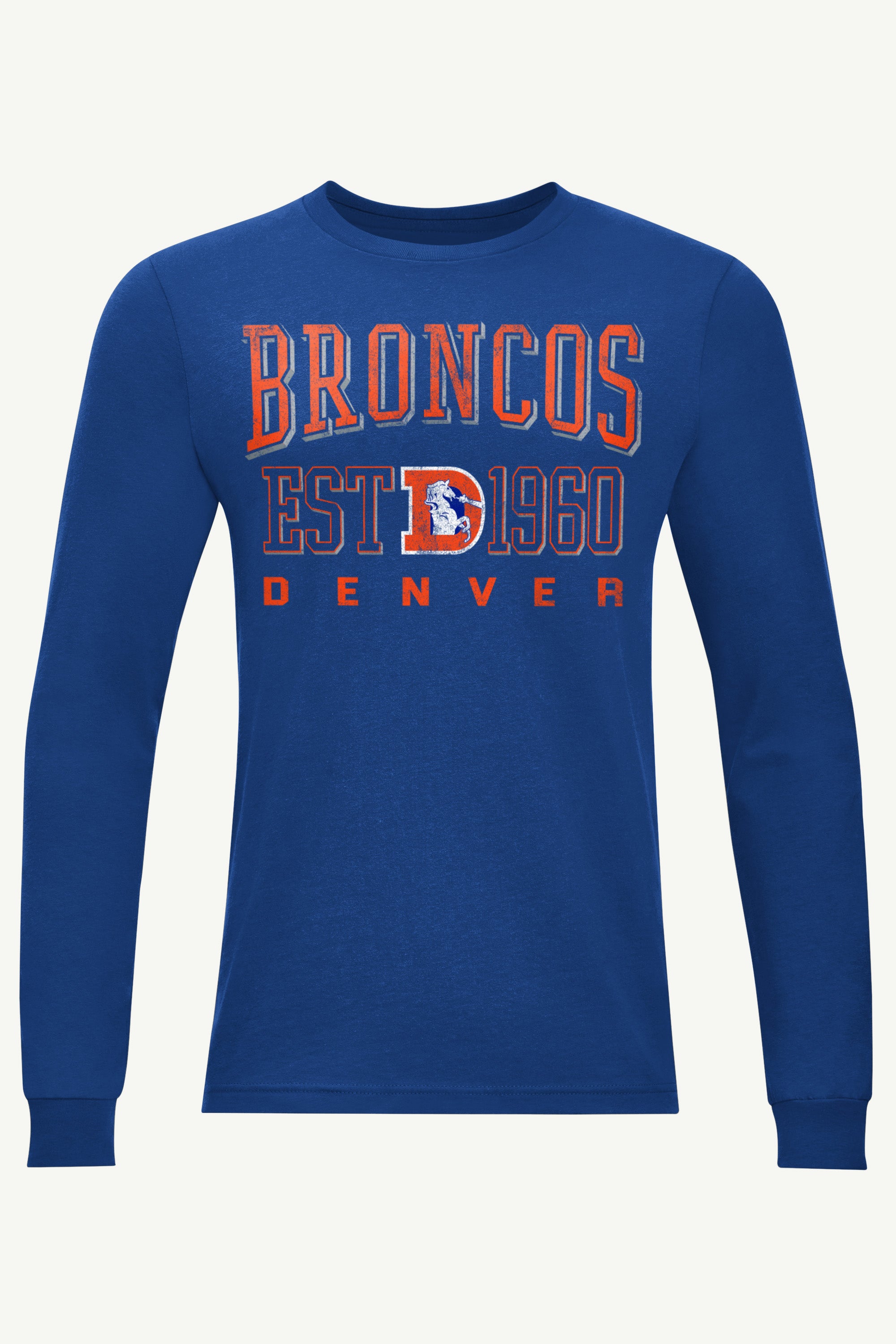 MENS DENVER BRONCOS RETRO LONG SLEEVE T SHIRT View 1 | DTG MENS DENVER BRONCOS RETRO LONG SLEEVE T SHIRT View 1 | DTG