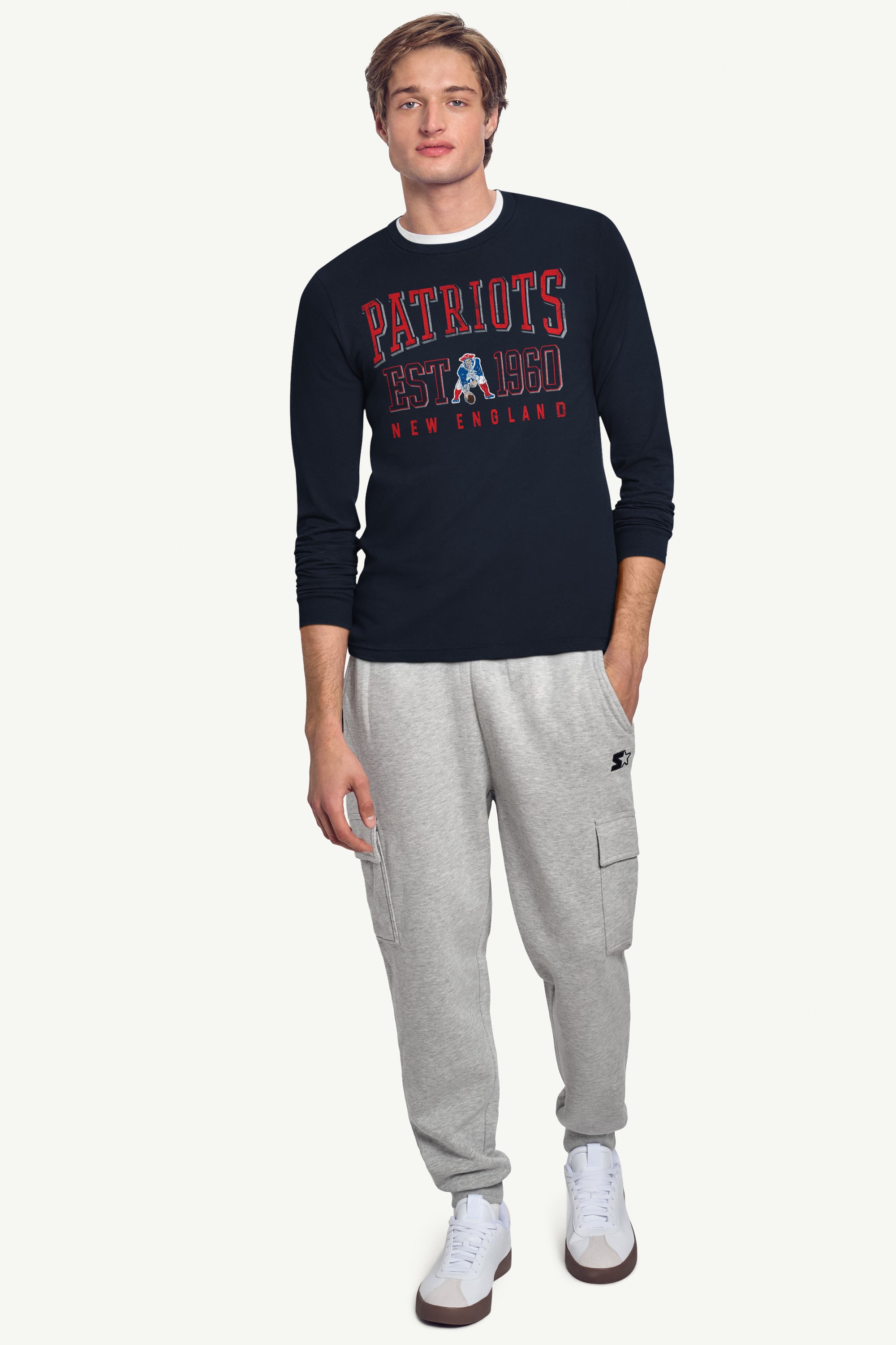 MENS NEW ENGLAND PATRIOTS RETRO LONG SLEEVE T SHIRT View 2 | NFL MENS NEW ENGLAND PATRIOTS RETRO LONG SLEEVE T SHIRT View 2 | NFL