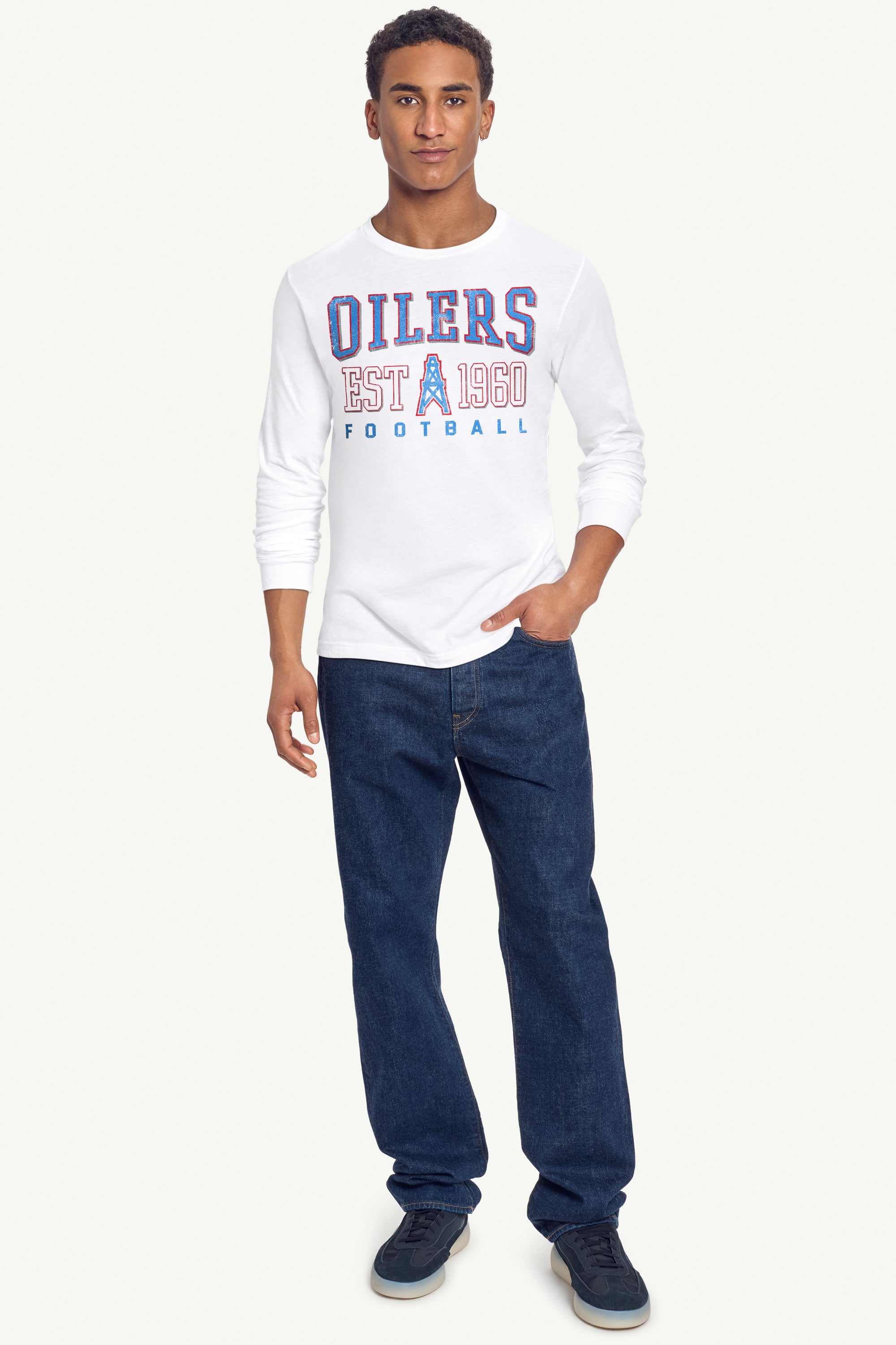 MENS HOUSTON OILERS RETRO LONG SLEEVE T SHIRT View 3 | Men's T-Shirts MENS HOUSTON OILERS RETRO LONG SLEEVE T SHIRT View 3 | Men's T-Shirts