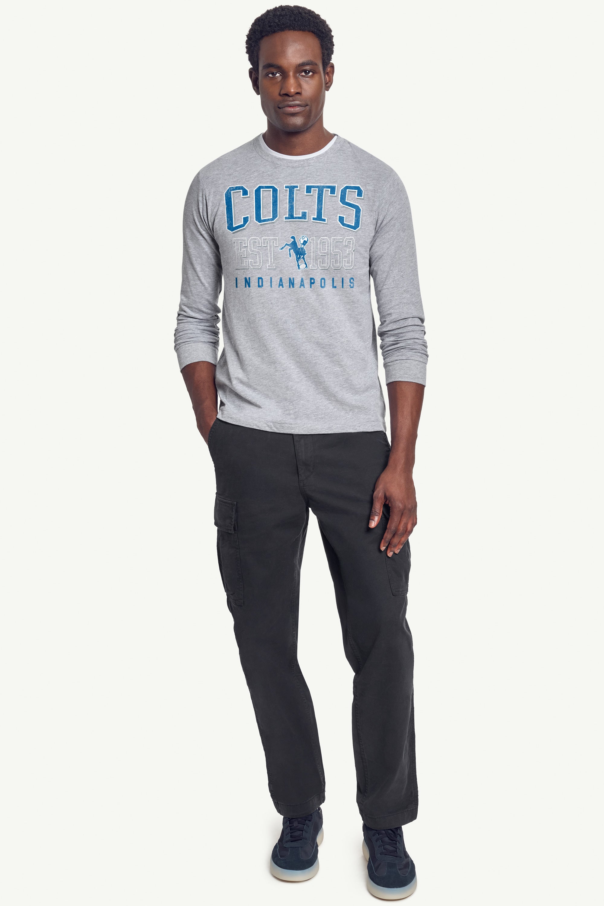 MENS INDIANAPOLIS COLTS RETRO LONG SLEEVE T SHIRT View 2 MENS INDIANAPOLIS COLTS RETRO LONG SLEEVE T SHIRT View 2