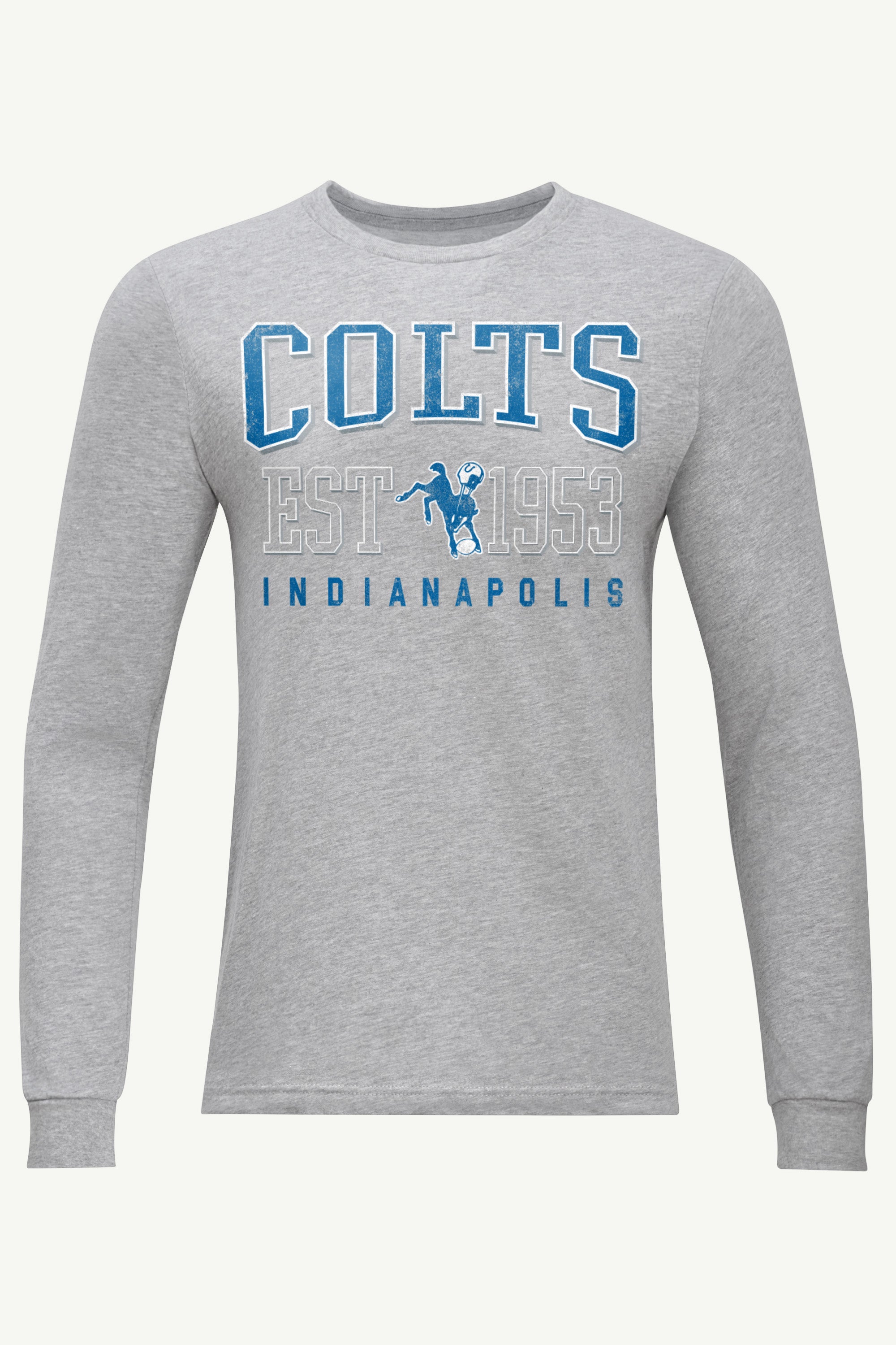 MENS INDIANAPOLIS COLTS RETRO LONG SLEEVE T SHIRT View 1 MENS INDIANAPOLIS COLTS RETRO LONG SLEEVE T SHIRT View 1