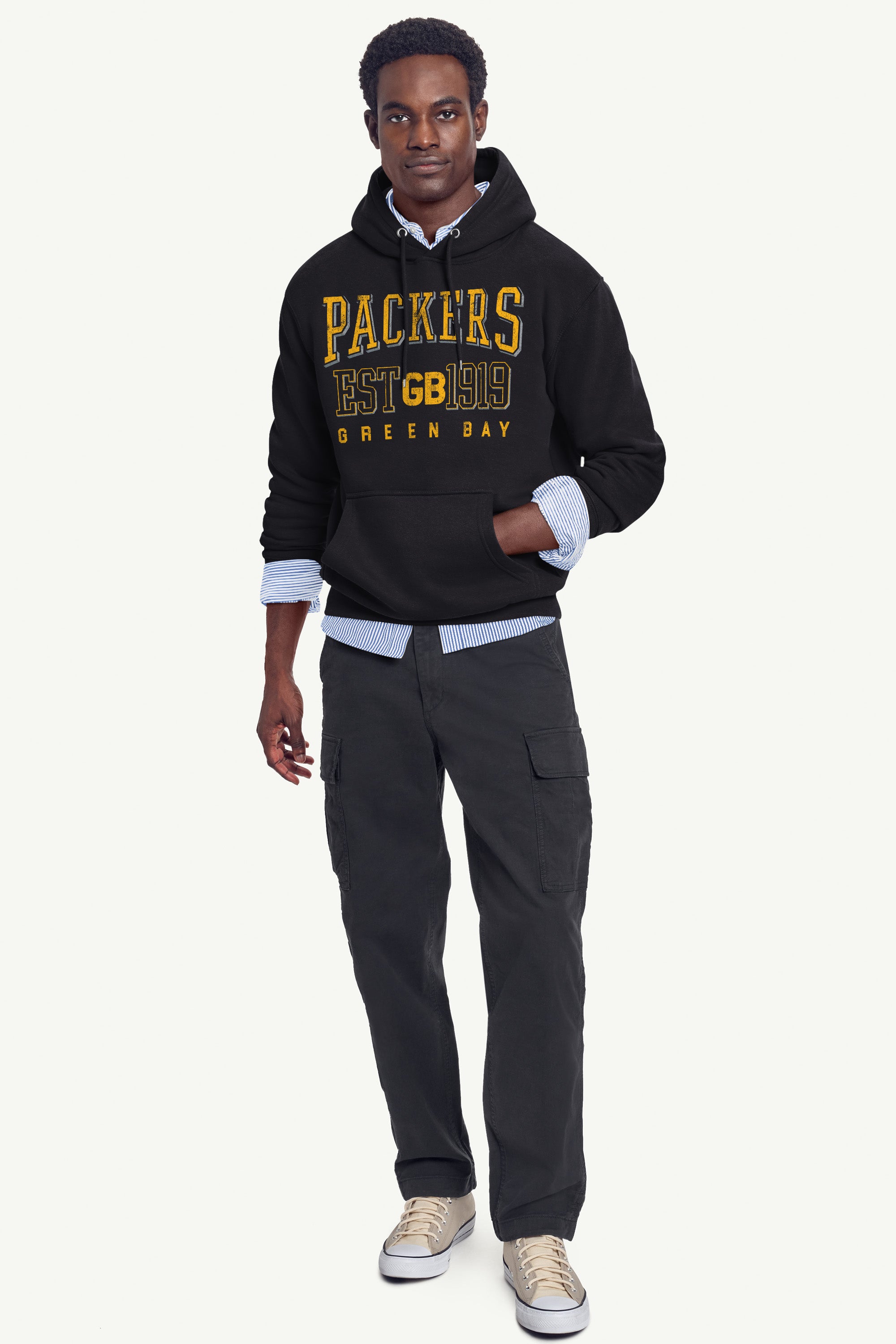 MENS GREEN BAY PACKERS RETRO HOODIE View 2 MENS GREEN BAY PACKERS RETRO HOODIE View 2