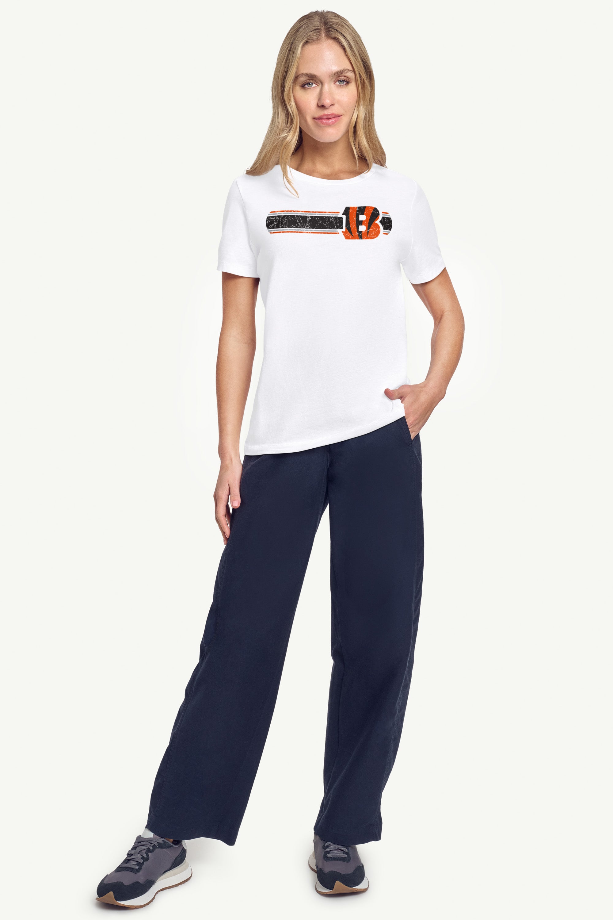 WOMENS CINCINATI BENGALS STRIPE T SHIRT View 2 | Cincinnati Bengals WOMENS CINCINATI BENGALS STRIPE T SHIRT View 2 | Cincinnati Bengals