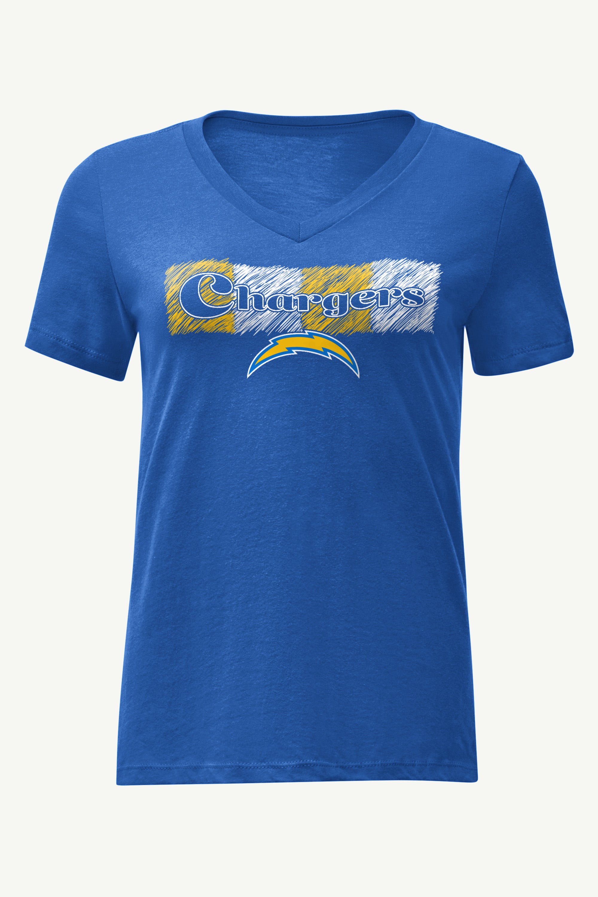 WOMENS LOS ANGELES CHARGERS COLOR SHADDING V-NECK T SHIRT View 1 | Los Angeles Chargers WOMENS LOS ANGELES CHARGERS COLOR SHADDING V-NECK T SHIRT View 1 | Los Angeles Chargers