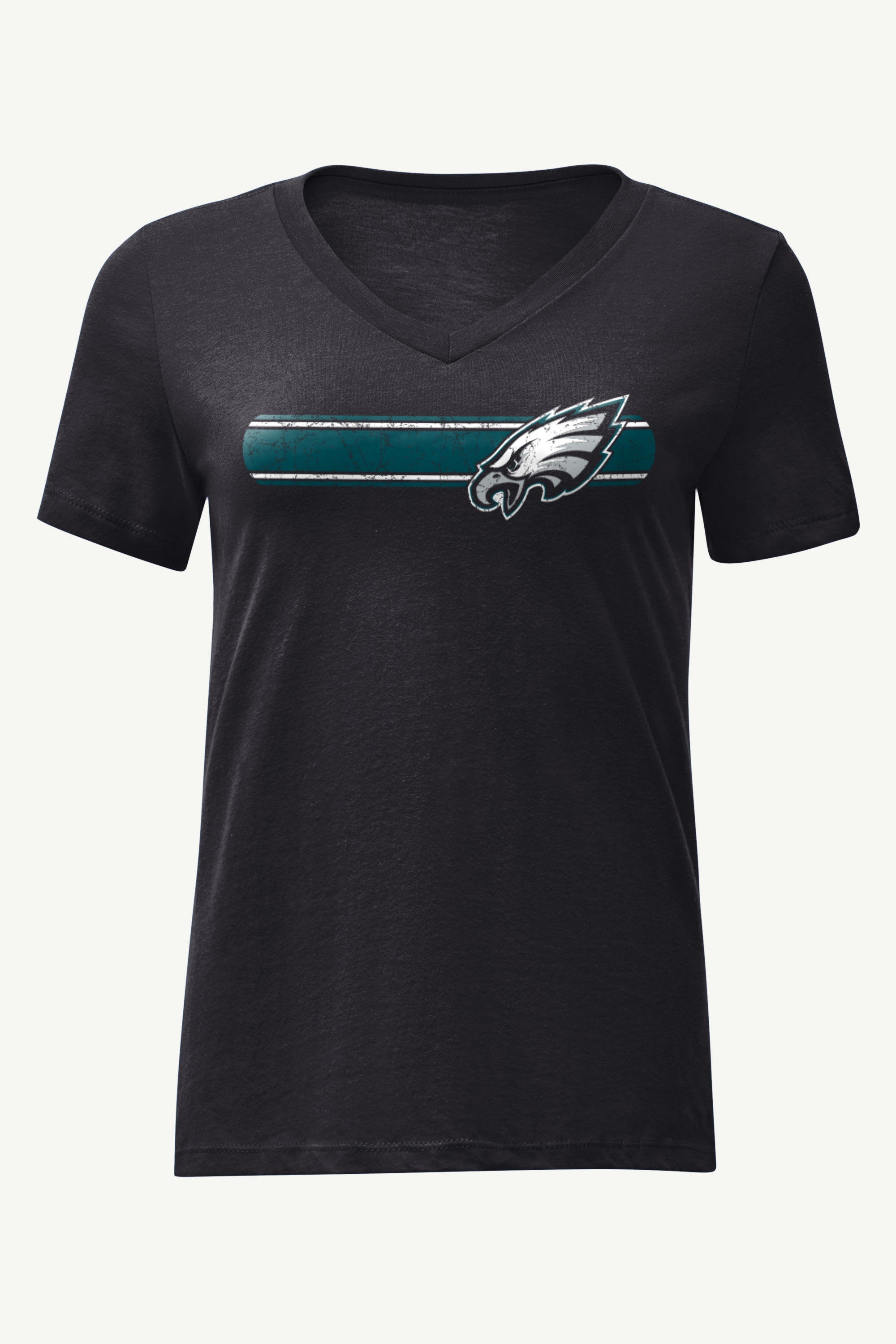WOMENS PHILADELPHIA EAGLES STRIPE V-NECK T SHIRT View 1 | Philadelphia Eagles WOMENS PHILADELPHIA EAGLES STRIPE V-NECK T SHIRT View 1 | Philadelphia Eagles