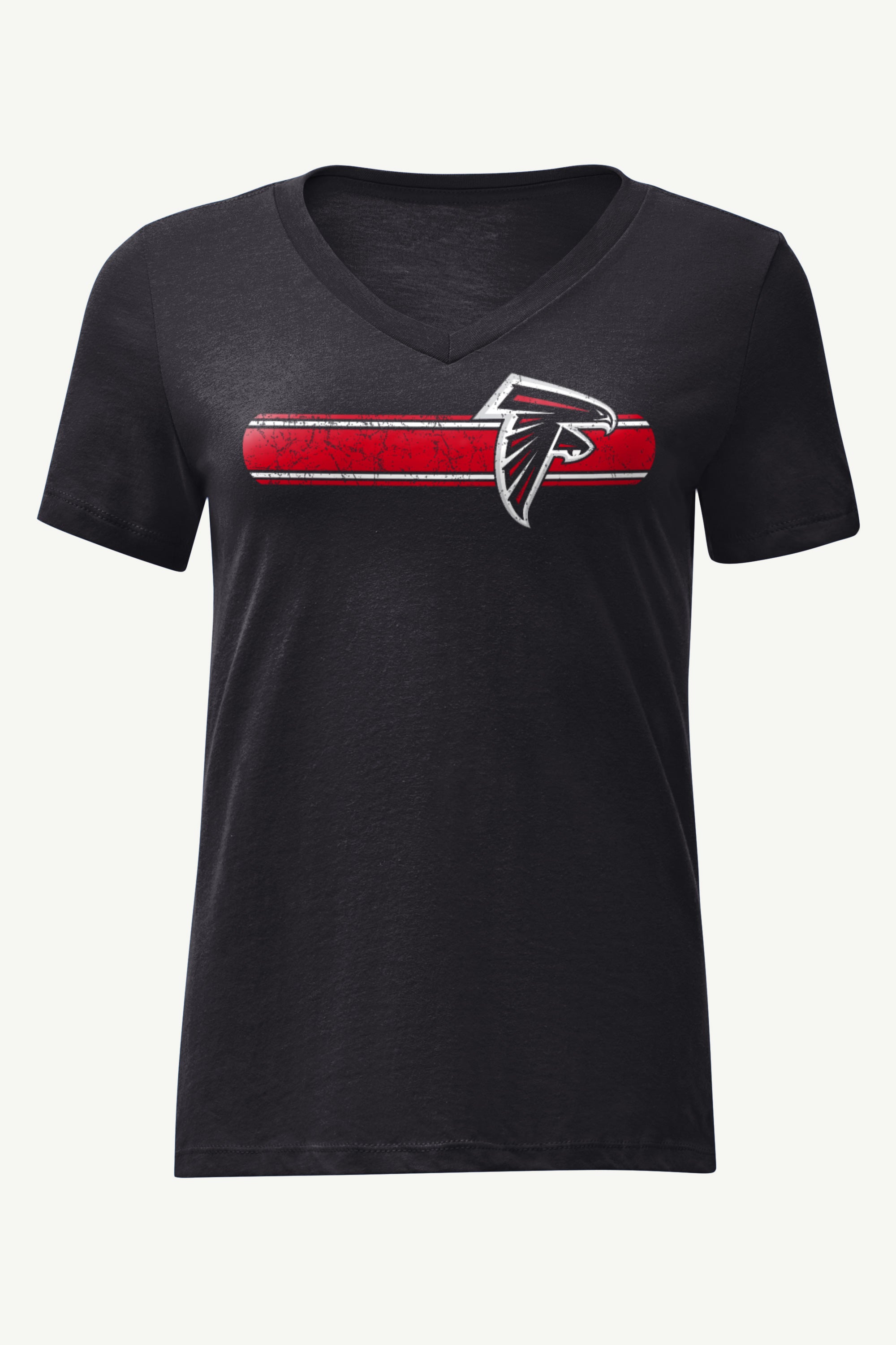 WOMENS ATLANTA FALCONS STRIPE V-NECK T SHIRT View 1 | Atlanta Falcons WOMENS ATLANTA FALCONS STRIPE V-NECK T SHIRT View 1 | Atlanta Falcons