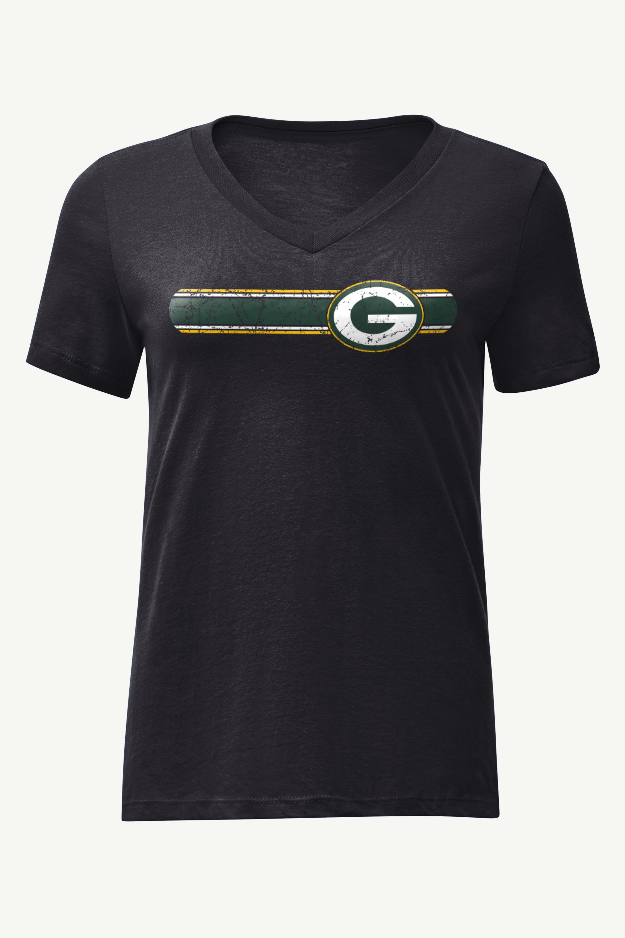 WOMENS GREEN BAY PACKERS STRIPE V-NECK T SHIRT View 1 | Green Bay Packers WOMENS GREEN BAY PACKERS STRIPE V-NECK T SHIRT View 1 | Green Bay Packers