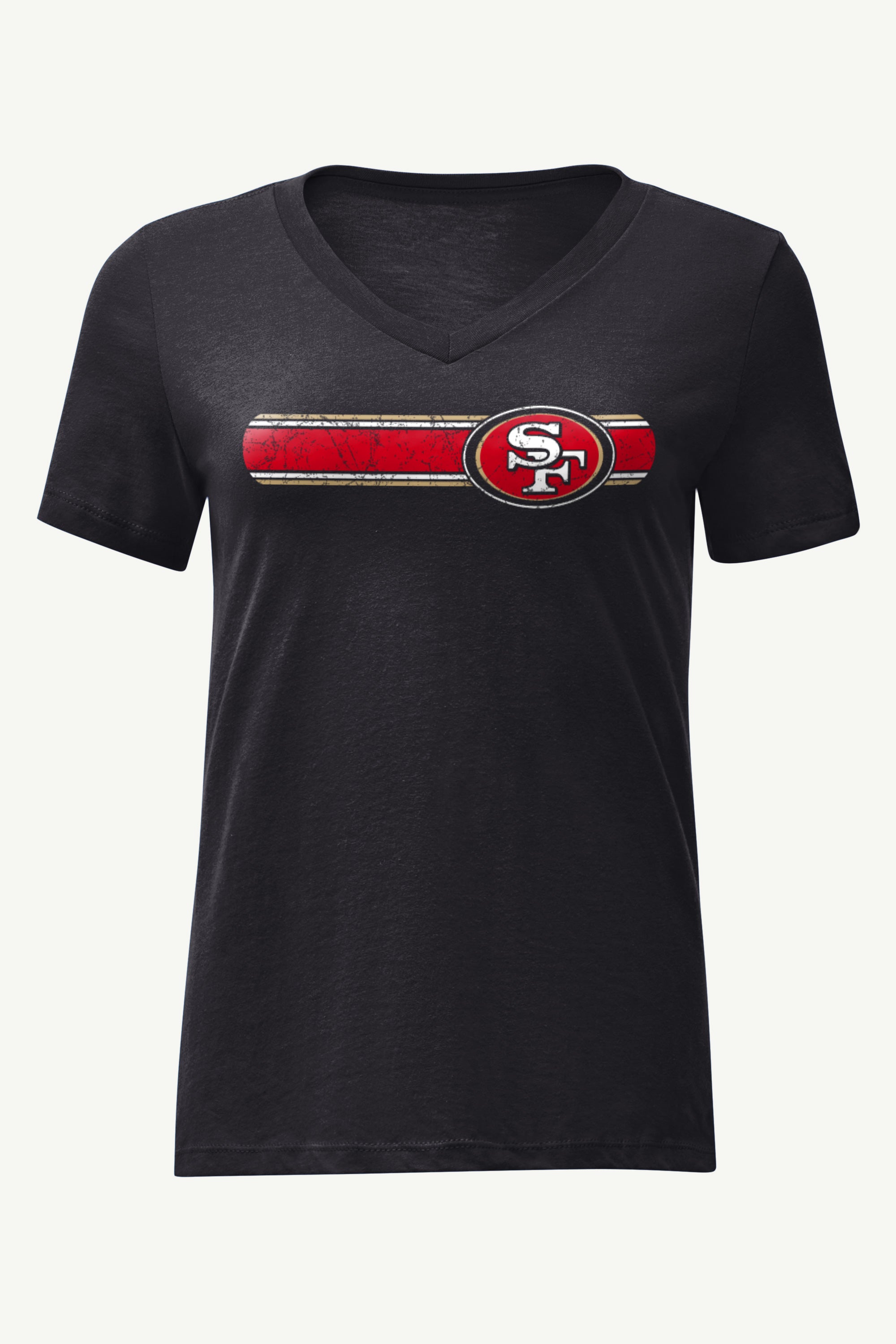 WOMENS SAN FRANCISCO 49ERS STRIPE V-NECK T SHIRT View 1 | San Francisco 49ers WOMENS SAN FRANCISCO 49ERS STRIPE V-NECK T SHIRT View 1 | San Francisco 49ers