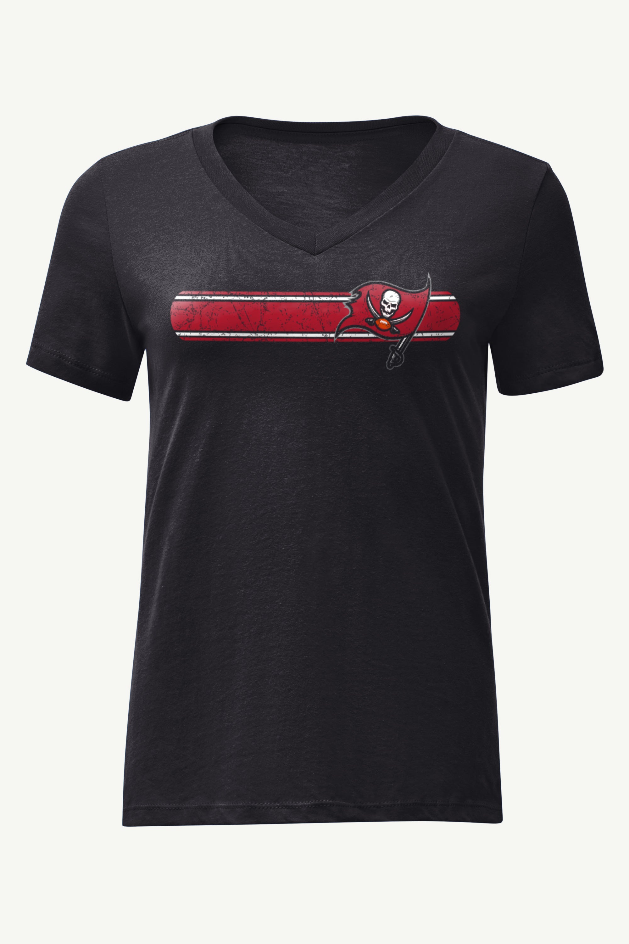 WOMENS TAMPA BAY BUCANEERS STRIPE V-NECK T SHIRT View 1 | Tampa Bay Buccaneers WOMENS TAMPA BAY BUCANEERS STRIPE V-NECK T SHIRT View 1 | Tampa Bay Buccaneers