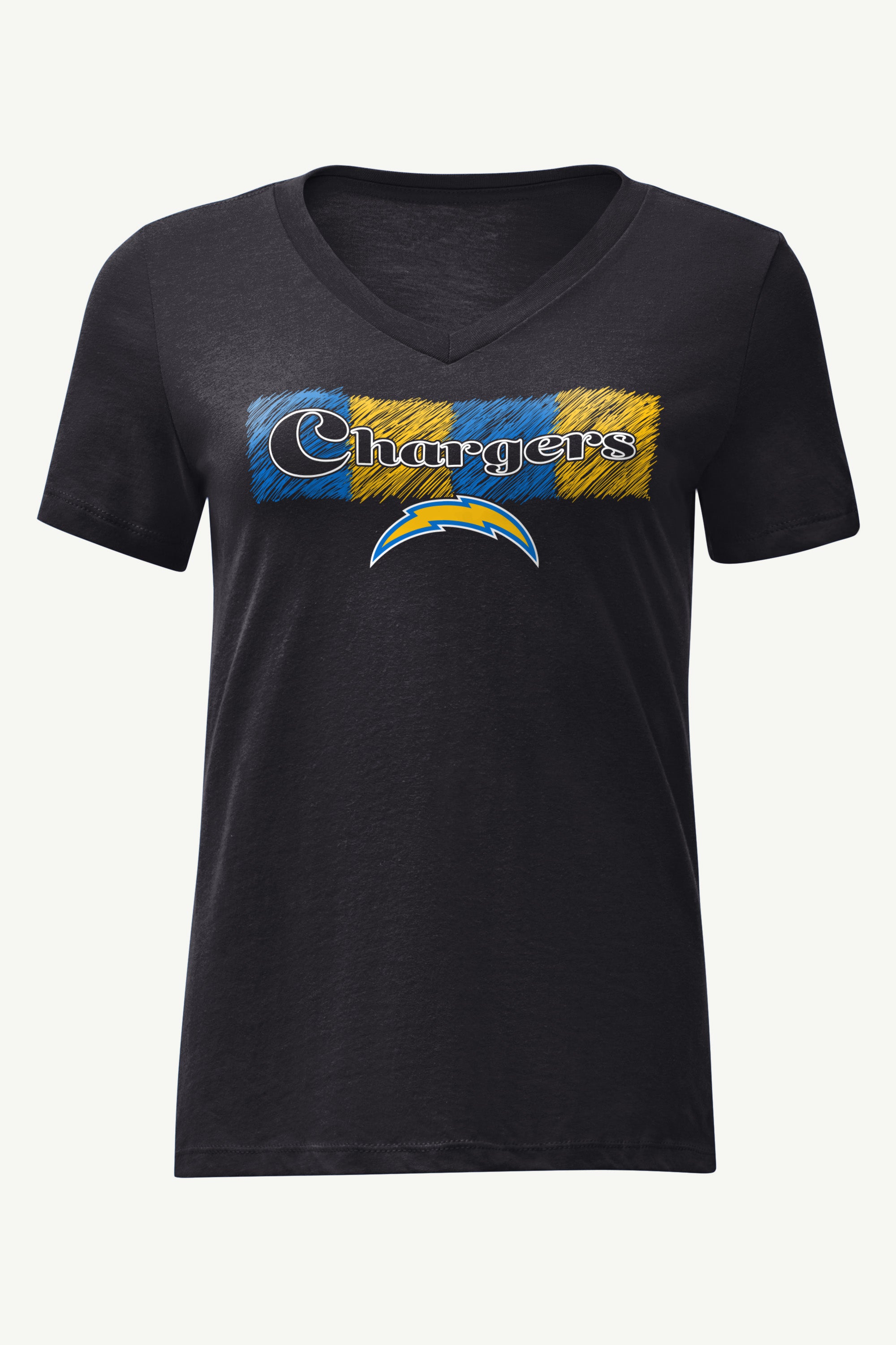 WOMENS LOS ANGELES CHARGERS COLOR SHADDING V-NECK T SHIRT View 1 | Los Angeles Chargers WOMENS LOS ANGELES CHARGERS COLOR SHADDING V-NECK T SHIRT View 1 | Los Angeles Chargers