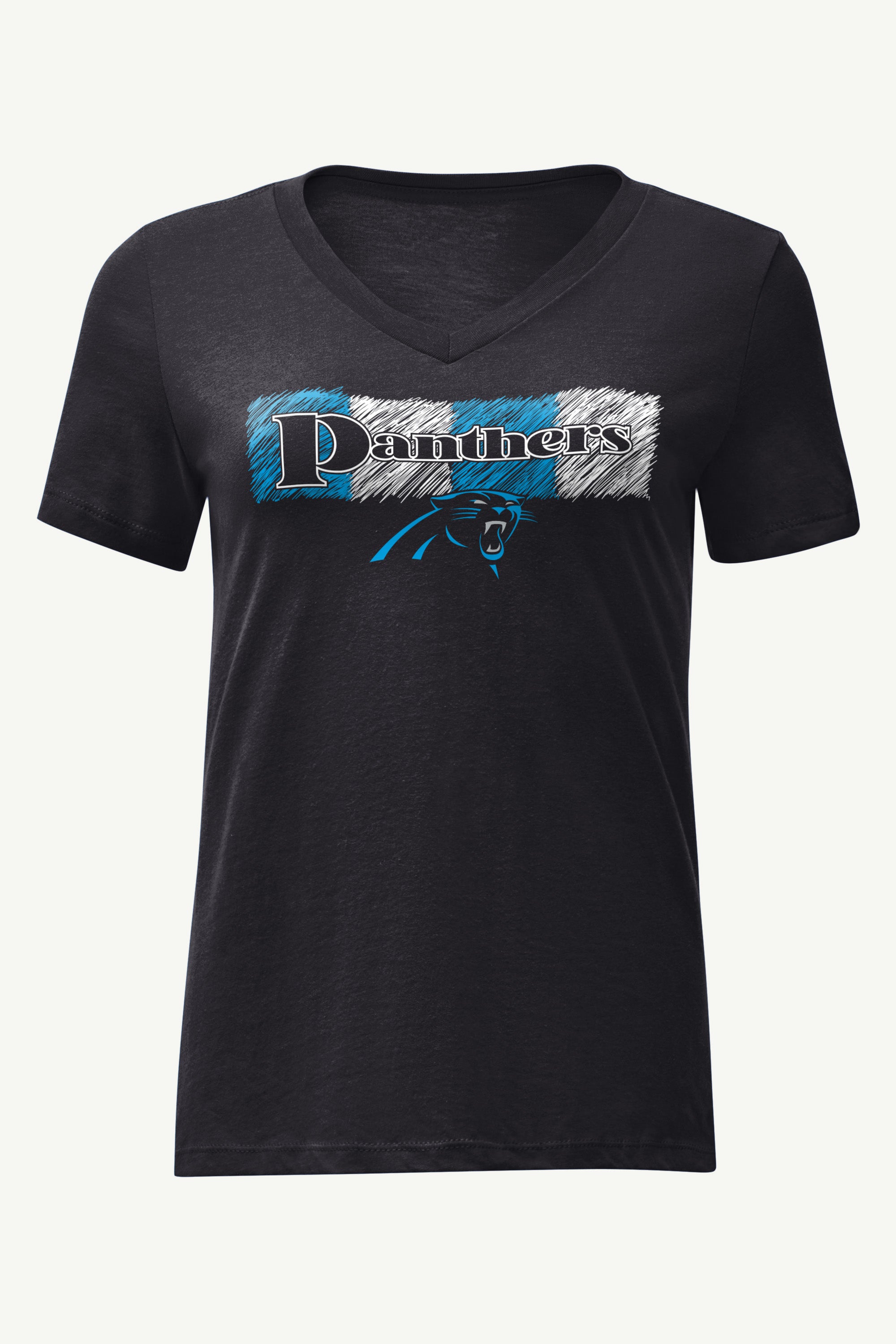 WOMENS CAROLINA PANTHERS COLOR SHADDING V-NECK T SHIRT View 1 | Carolina Panthers WOMENS CAROLINA PANTHERS COLOR SHADDING V-NECK T SHIRT View 1 | Carolina Panthers