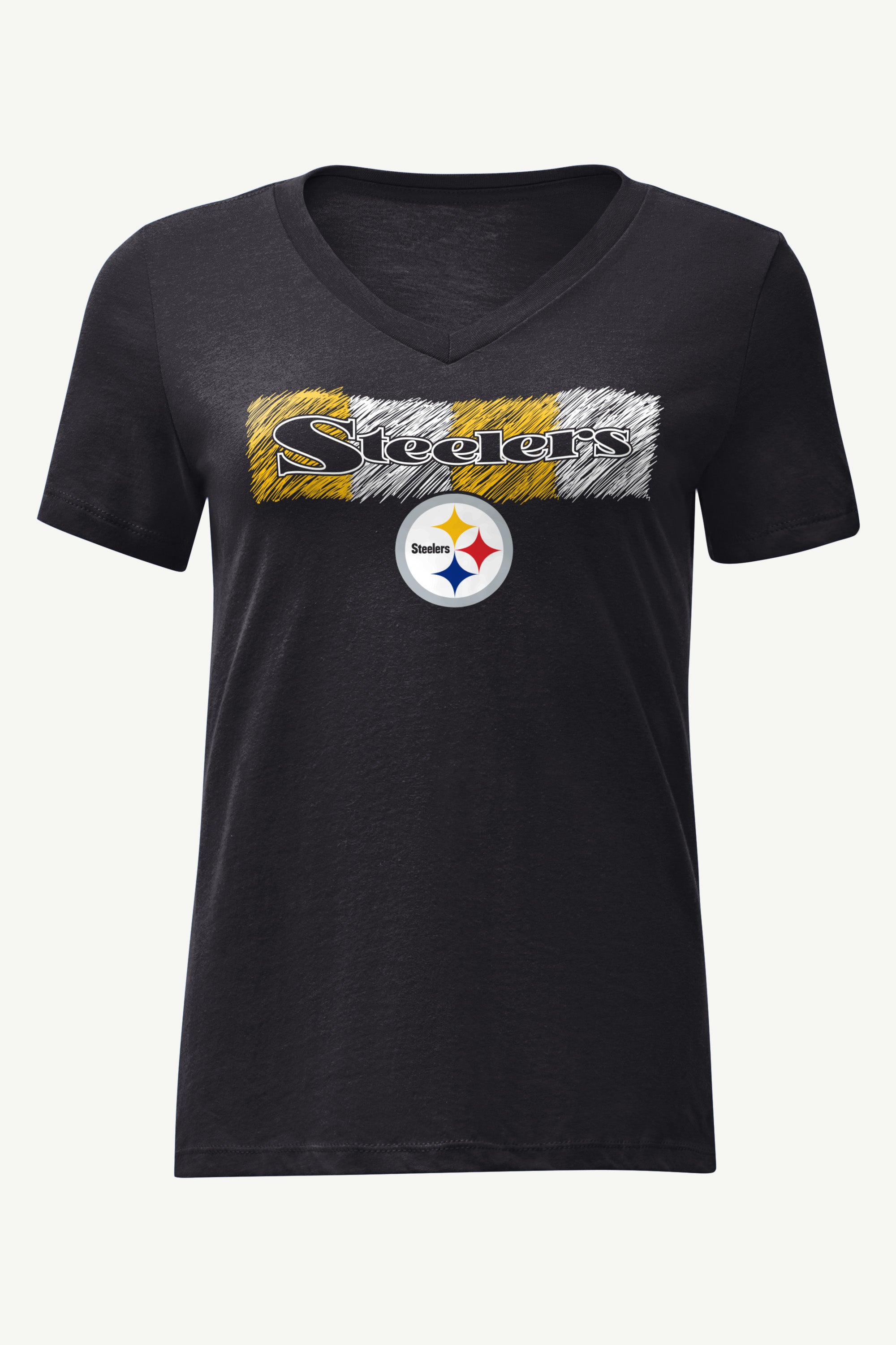 WOMENS PITTSBURGH STEELERS COLOR SHADDING V-NECK T SHIRT View 1 | NFL WOMENS PITTSBURGH STEELERS COLOR SHADDING V-NECK T SHIRT View 1 | NFL