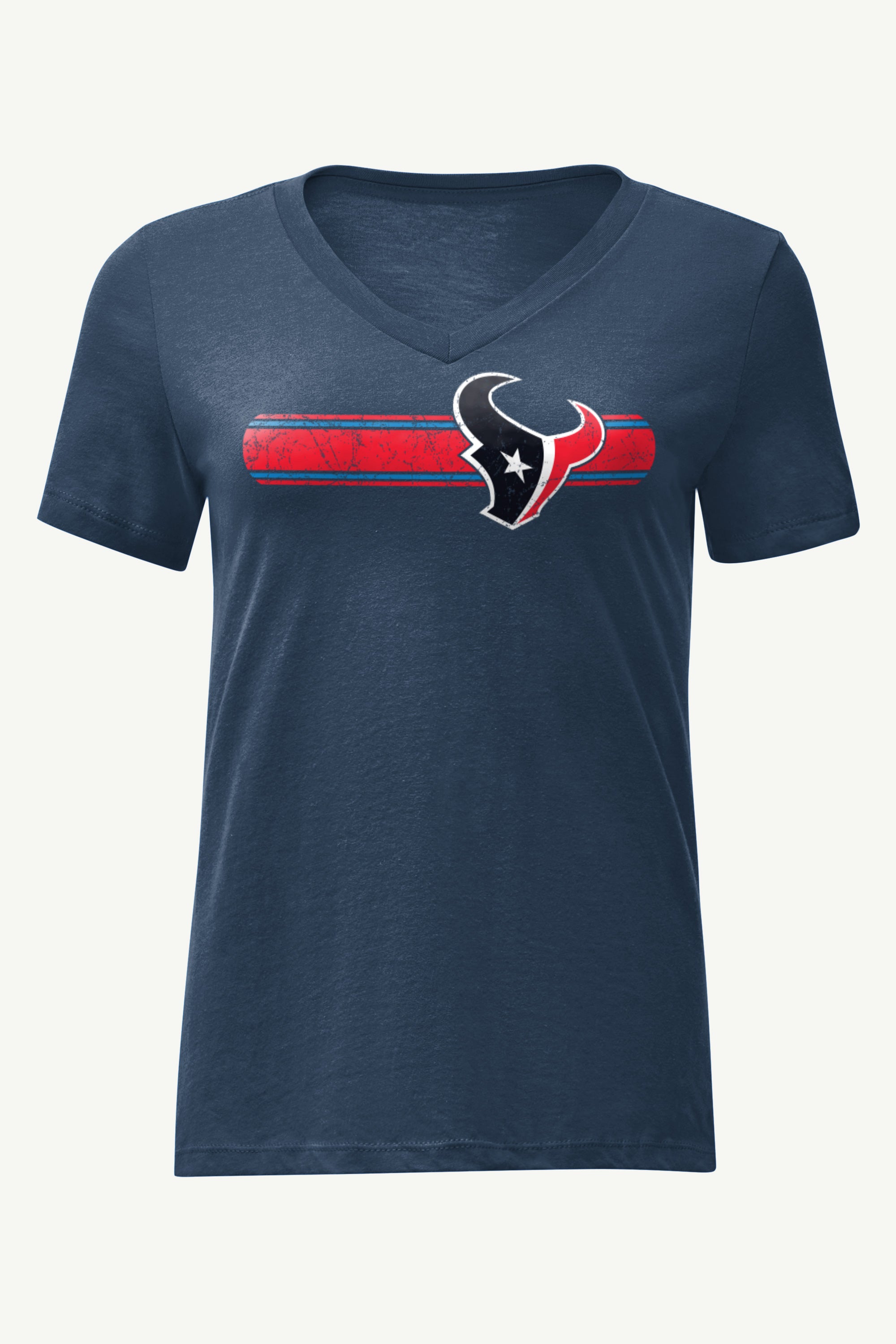 WOMENS HOUSTON TEXANS STRIPE V-NECK T SHIRT View 1 | Houston Texans WOMENS HOUSTON TEXANS STRIPE V-NECK T SHIRT View 1 | Houston Texans