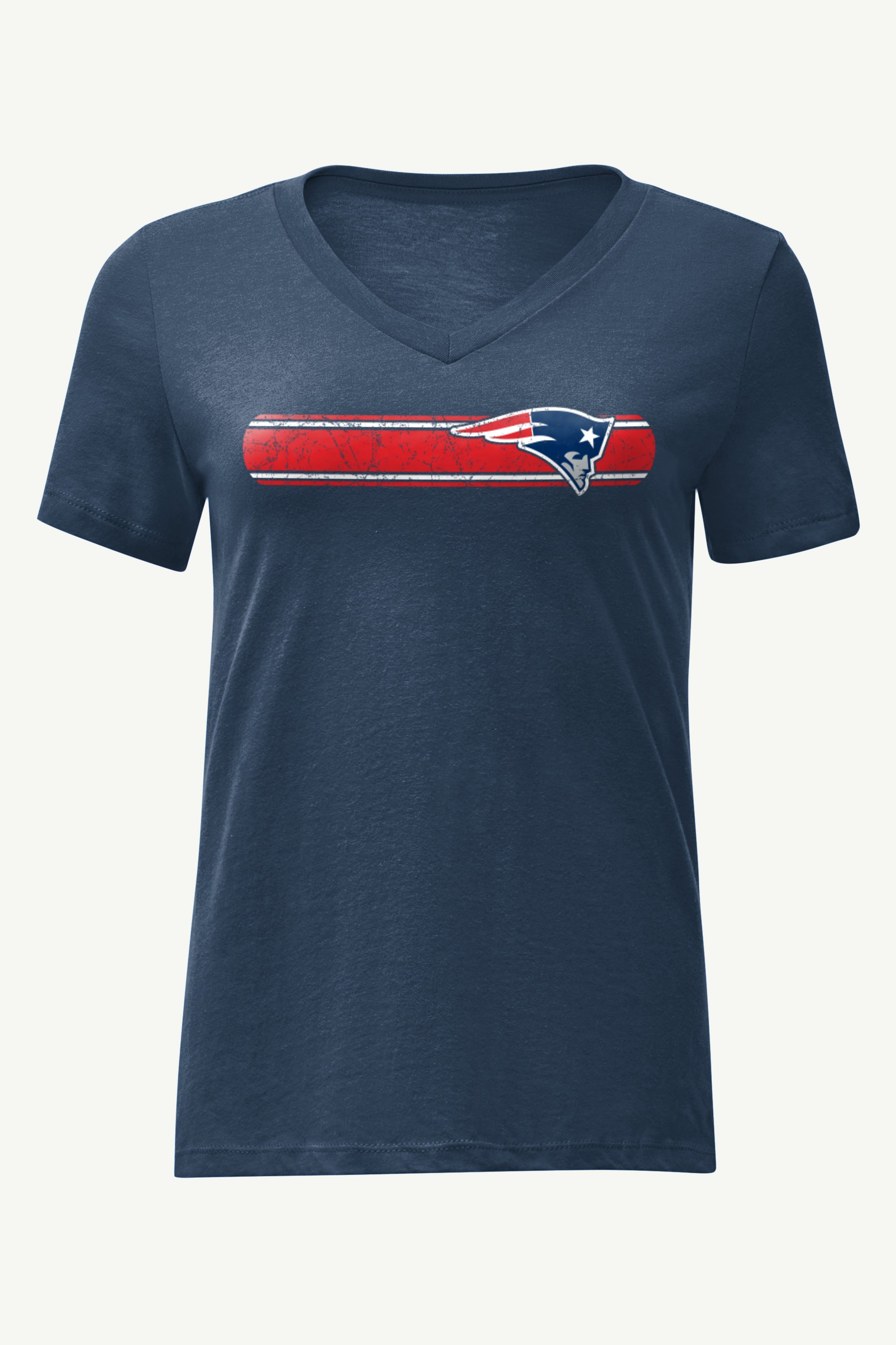 WOMENS NEW ENGLAND PATRIOTS STRIPE V-NECK T SHIRT View 1 | New England Patriots WOMENS NEW ENGLAND PATRIOTS STRIPE V-NECK T SHIRT View 1 | New England Patriots