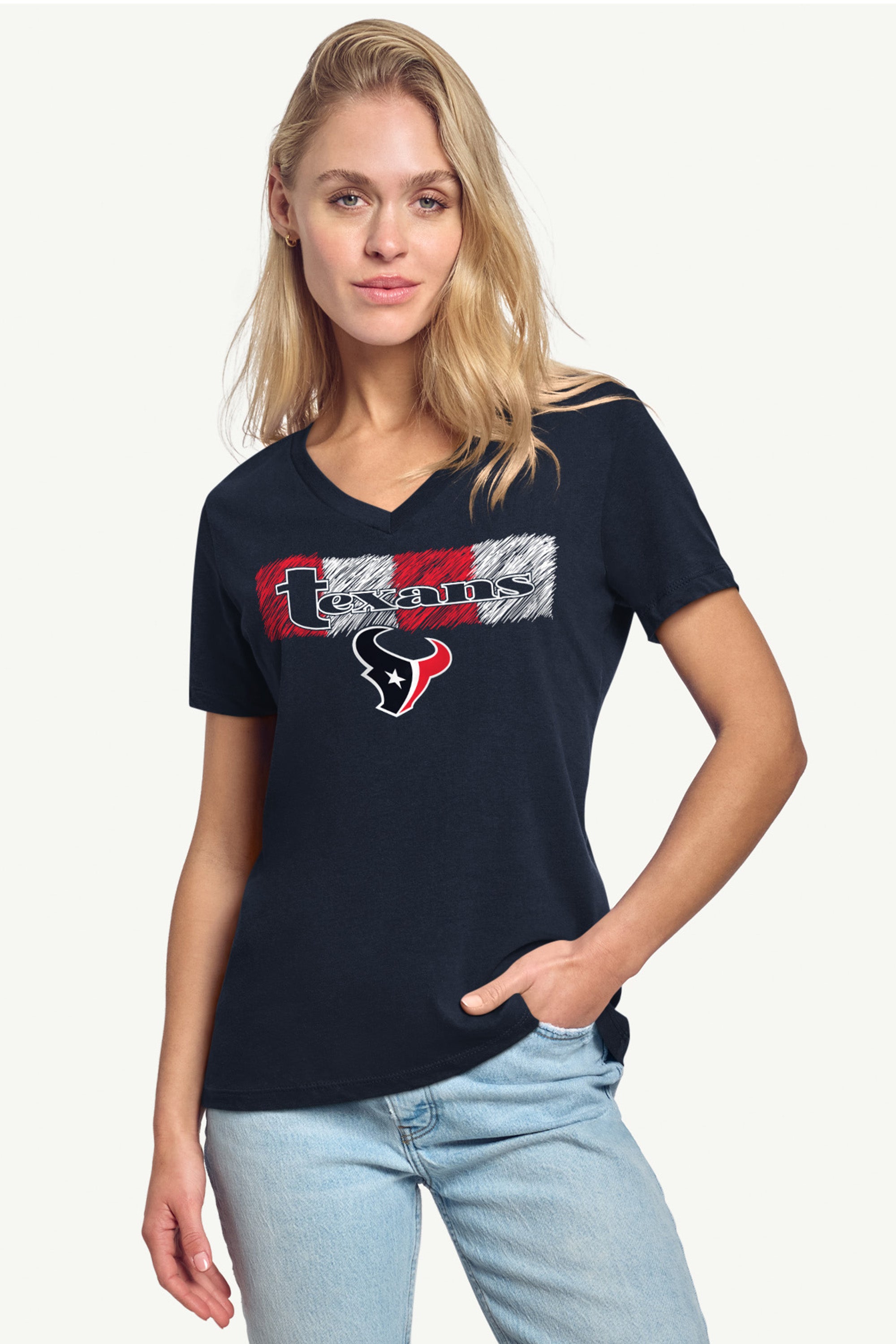 WOMENS HOUSTON TEXANS COLOR SHADDING V-NECK T SHIRT View 2 | Houston Texans WOMENS HOUSTON TEXANS COLOR SHADDING V-NECK T SHIRT View 2 | Houston Texans