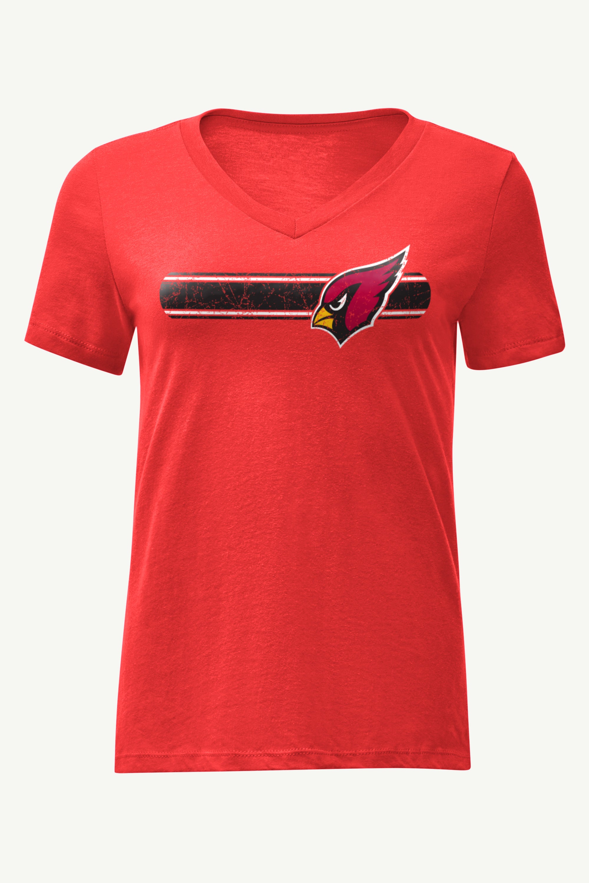 WOMENS ARIZONA CARDINALS STRIPE V-NECK T SHIRT View 1 | Arizona Cardinals WOMENS ARIZONA CARDINALS STRIPE V-NECK T SHIRT View 1 | Arizona Cardinals