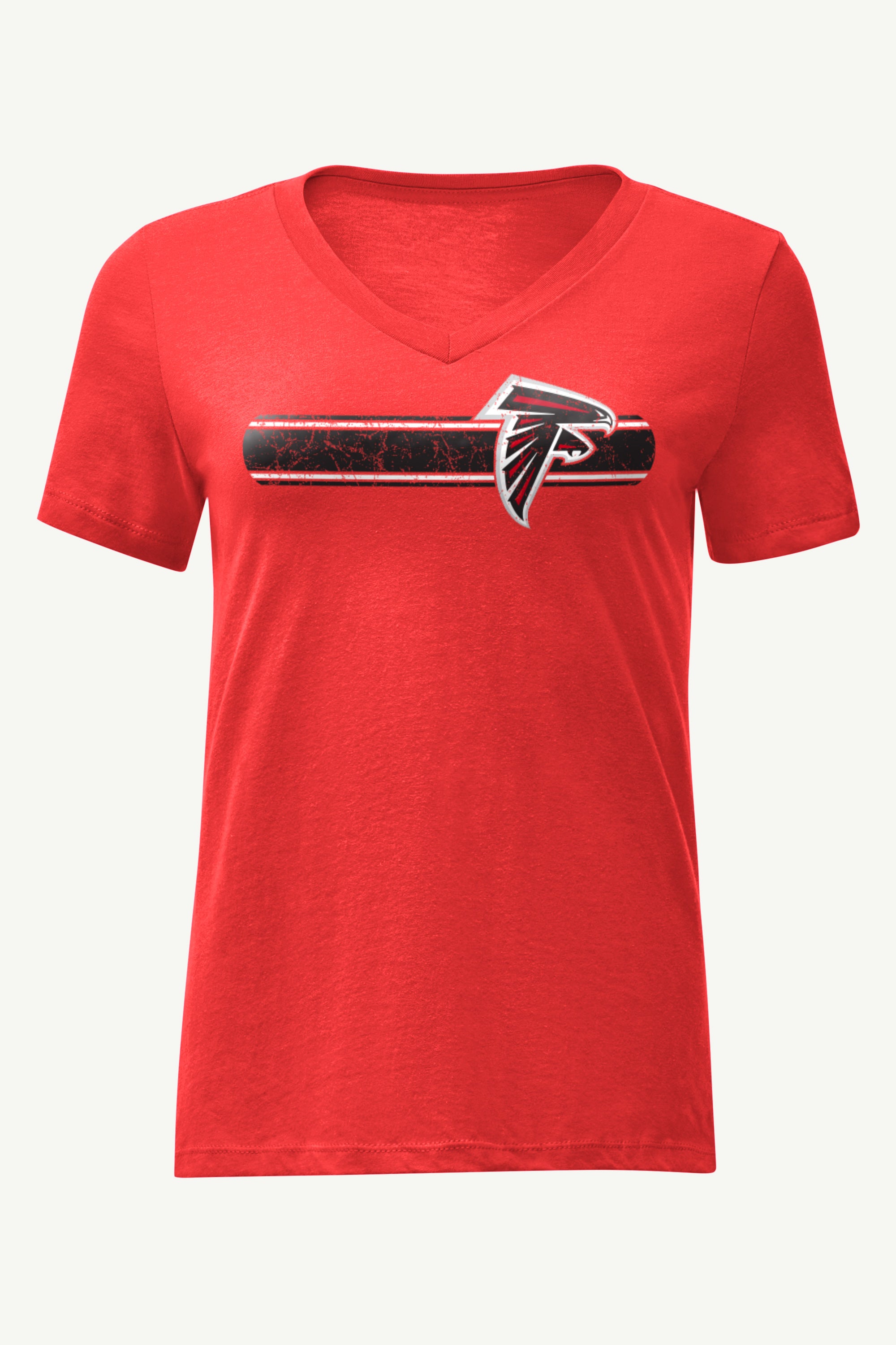 WOMENS ATLANTA FALCONS STRIPE V-NECK T SHIRT View 1 | Atlanta Falcons WOMENS ATLANTA FALCONS STRIPE V-NECK T SHIRT View 1 | Atlanta Falcons