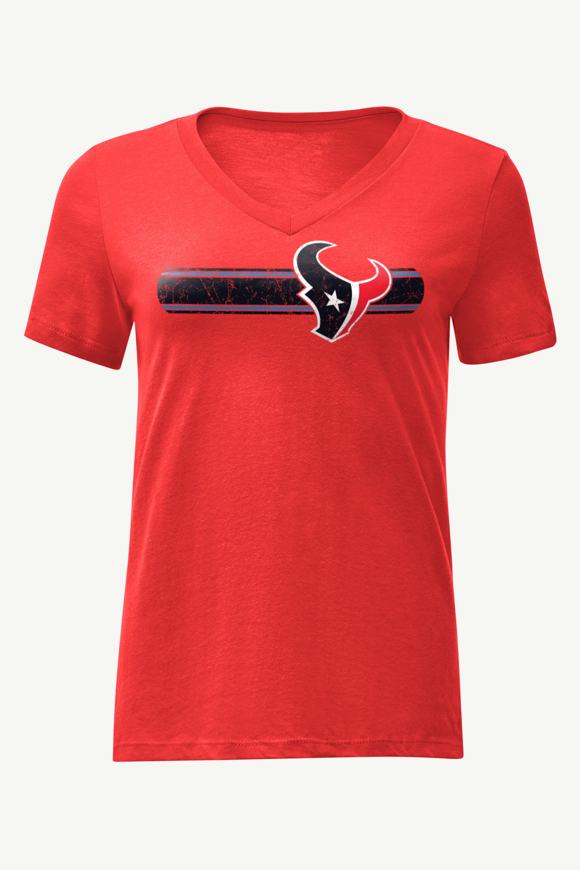 WOMENS HOUSTON TEXANS STRIPE V-NECK T SHIRT View 1 | Houston Texans WOMENS HOUSTON TEXANS STRIPE V-NECK T SHIRT View 1 | Houston Texans