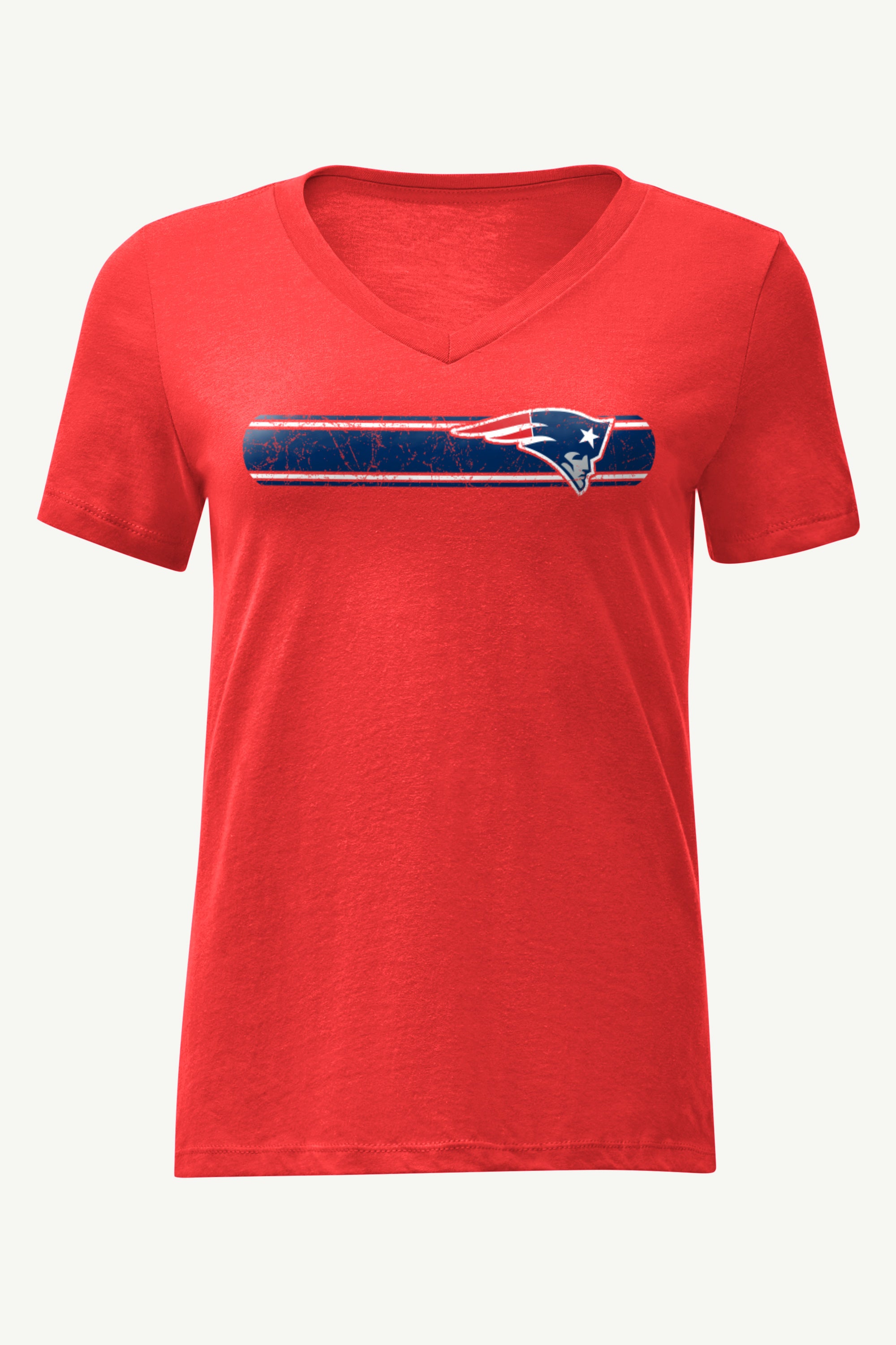 WOMENS NEW ENGLAND PATRIOTS STRIPE V-NECK T SHIRT View 1 | New England Patriots WOMENS NEW ENGLAND PATRIOTS STRIPE V-NECK T SHIRT View 1 | New England Patriots