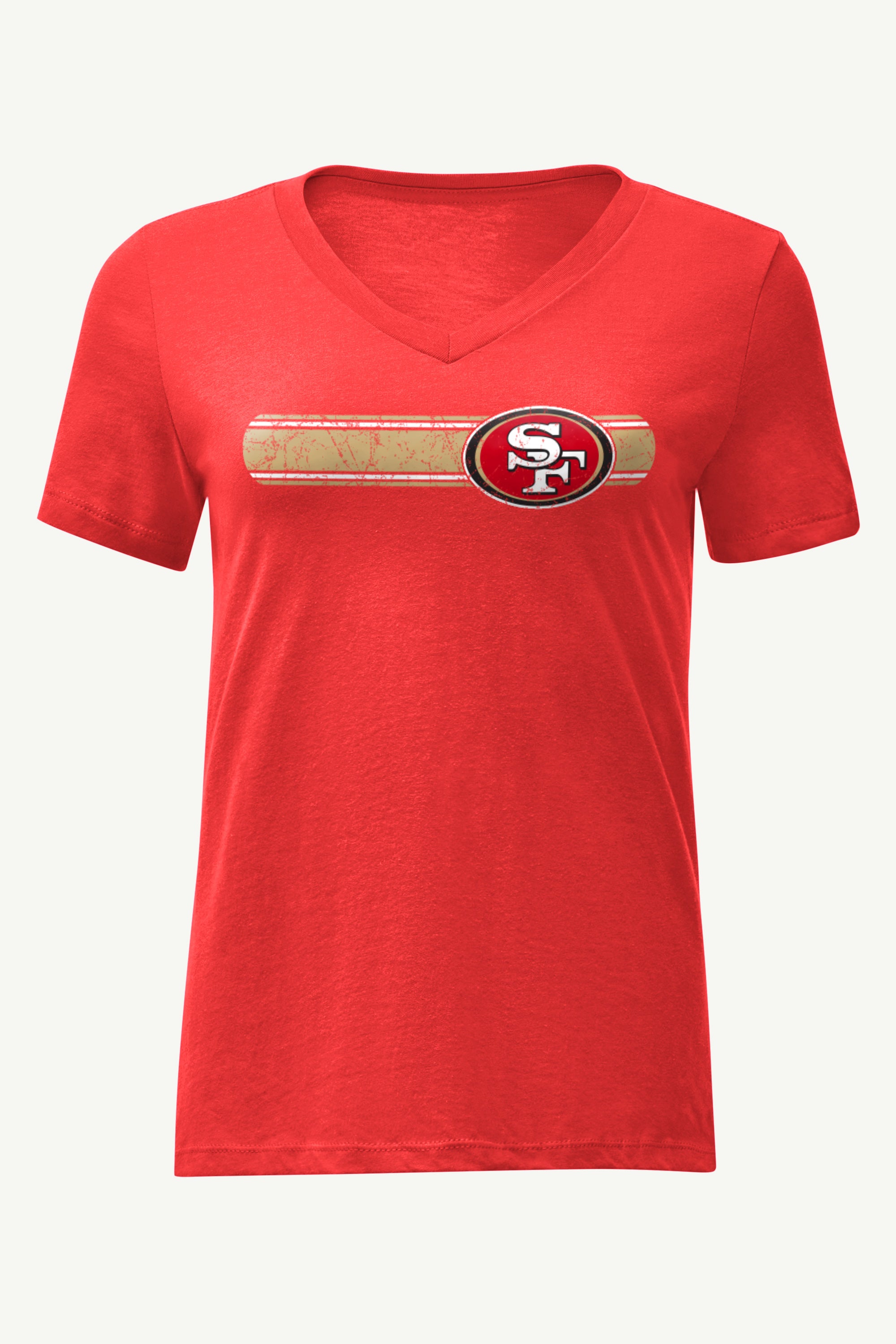 WOMENS SAN FRANCISCO 49ERS STRIPE V-NECK T SHIRT View 1 | San Francisco 49ers WOMENS SAN FRANCISCO 49ERS STRIPE V-NECK T SHIRT View 1 | San Francisco 49ers