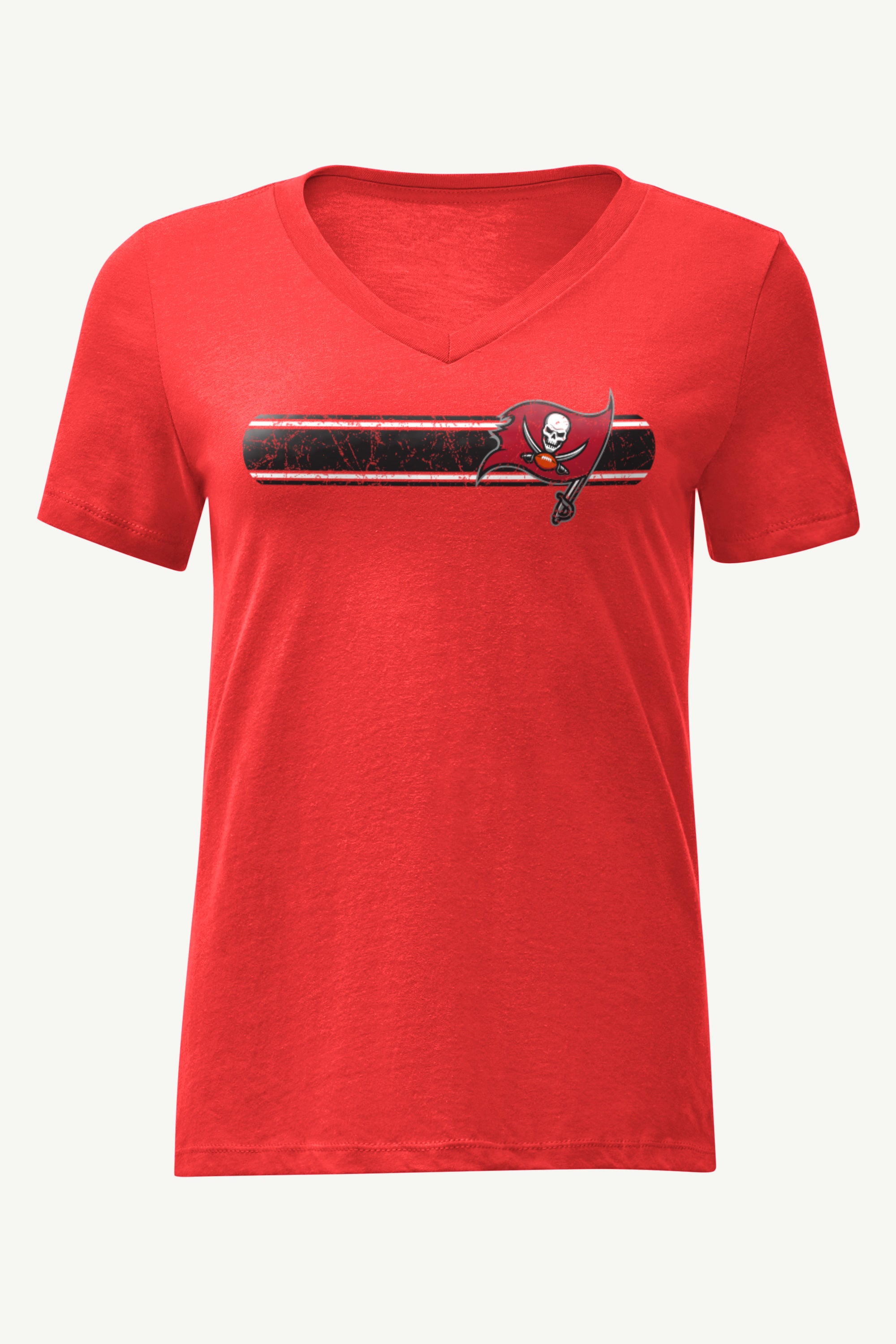 WOMENS TAMPA BAY BUCANEERS STRIPE V-NECK T SHIRT View 1 | Tampa Bay Buccaneers WOMENS TAMPA BAY BUCANEERS STRIPE V-NECK T SHIRT View 1 | Tampa Bay Buccaneers