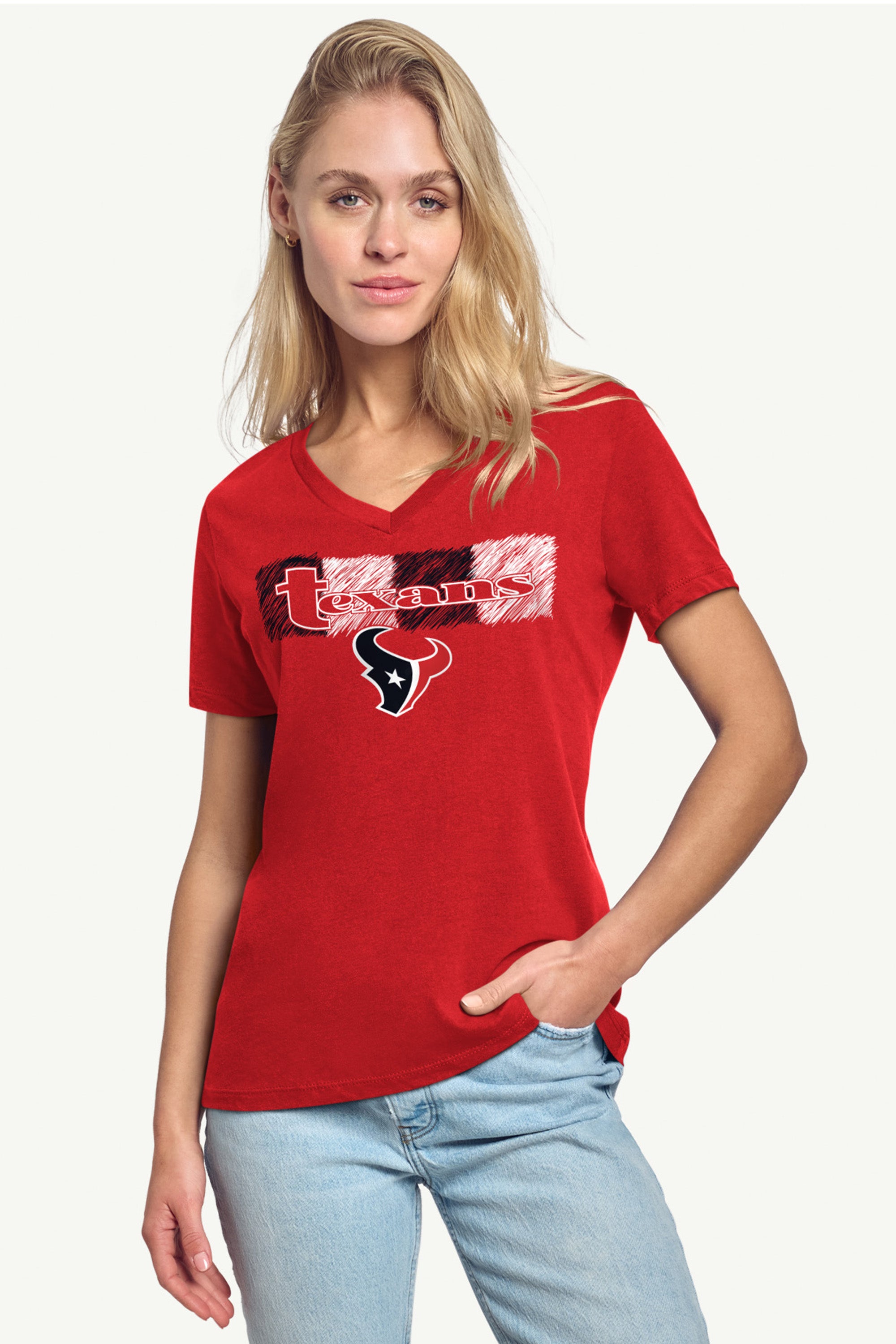 WOMENS HOUSTON TEXANS COLOR SHADDING V-NECK T SHIRT View 2 | Houston Texans WOMENS HOUSTON TEXANS COLOR SHADDING V-NECK T SHIRT View 2 | Houston Texans