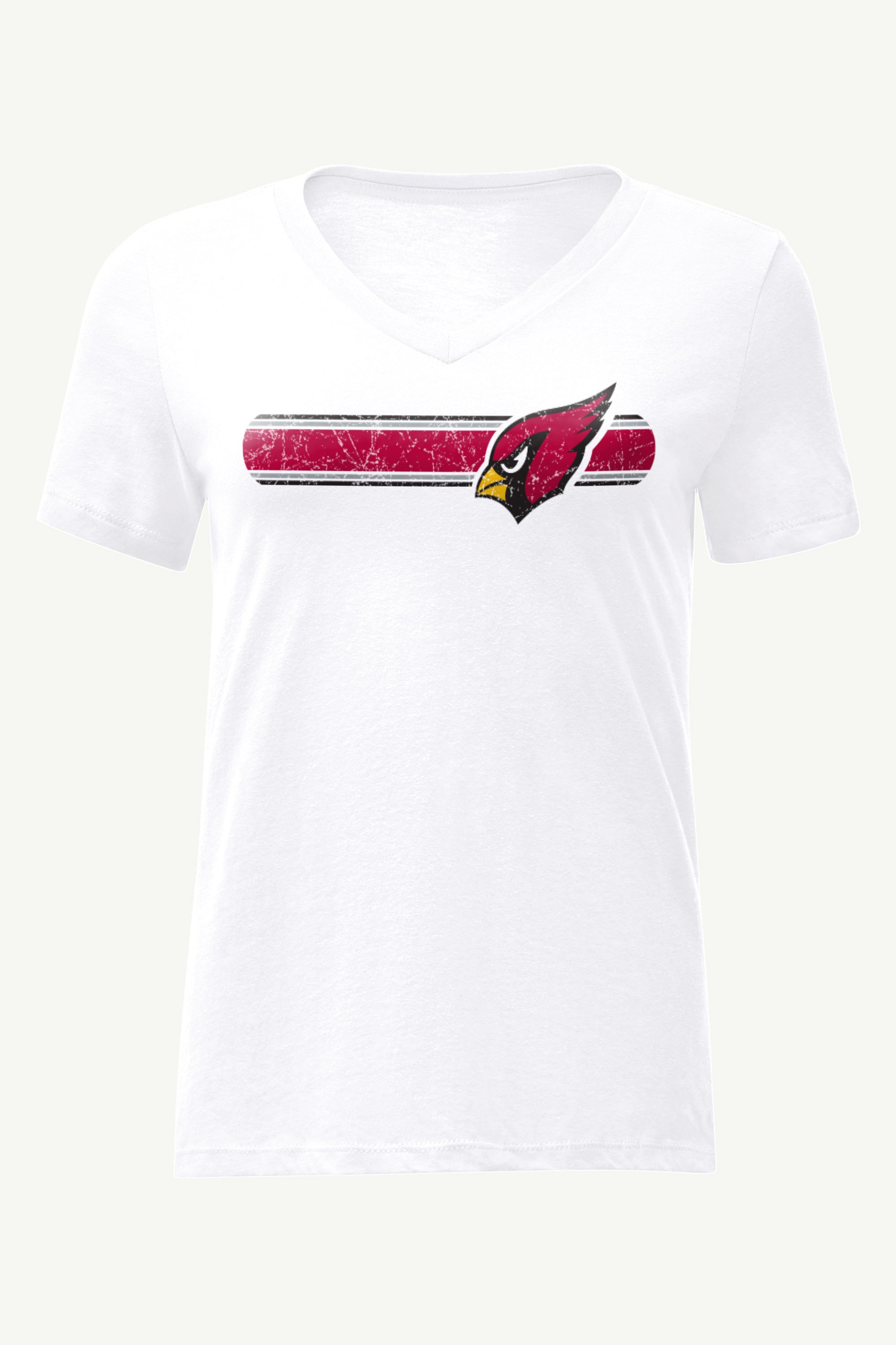 WOMENS ARIZONA CARDINALS STRIPE V-NECK T SHIRT View 1 | Arizona Cardinals WOMENS ARIZONA CARDINALS STRIPE V-NECK T SHIRT View 1 | Arizona Cardinals