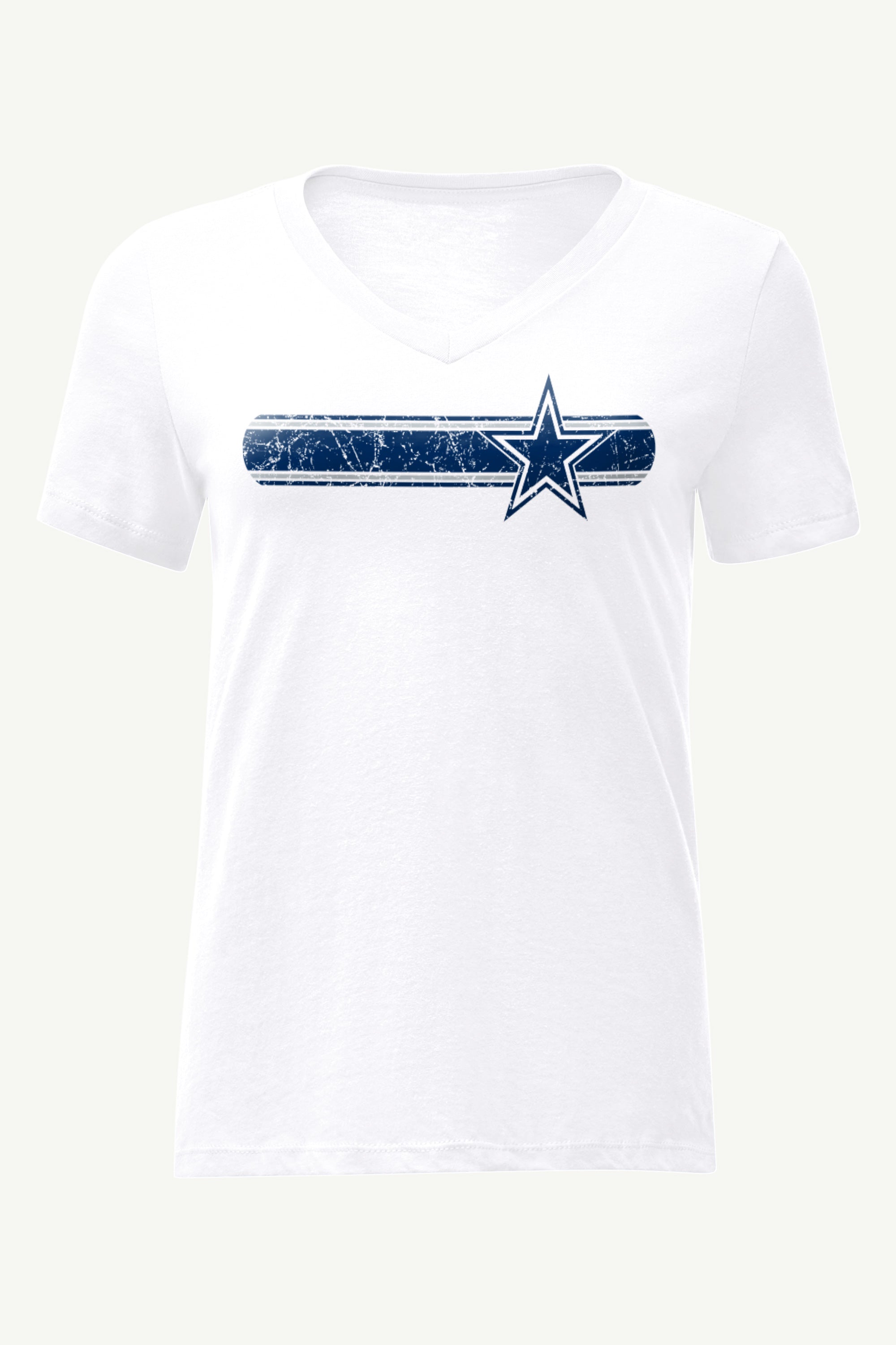 WOMENS DALLAS COWBOYS STRIPE V-NECK T SHIRT View 1 | Dallas Cowboys WOMENS DALLAS COWBOYS STRIPE V-NECK T SHIRT View 1 | Dallas Cowboys