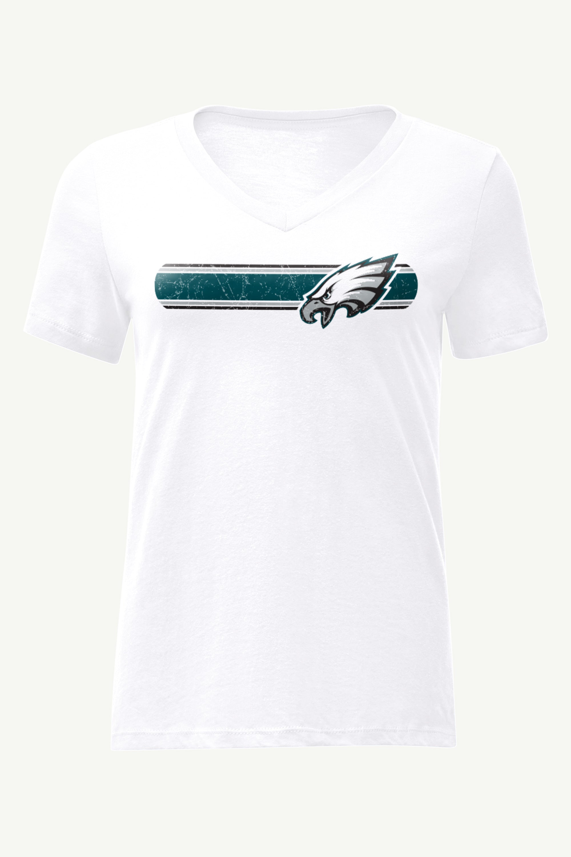 WOMENS PHILADELPHIA EAGLES STRIPE V-NECK T SHIRT View 1 | Philadelphia Eagles WOMENS PHILADELPHIA EAGLES STRIPE V-NECK T SHIRT View 1 | Philadelphia Eagles