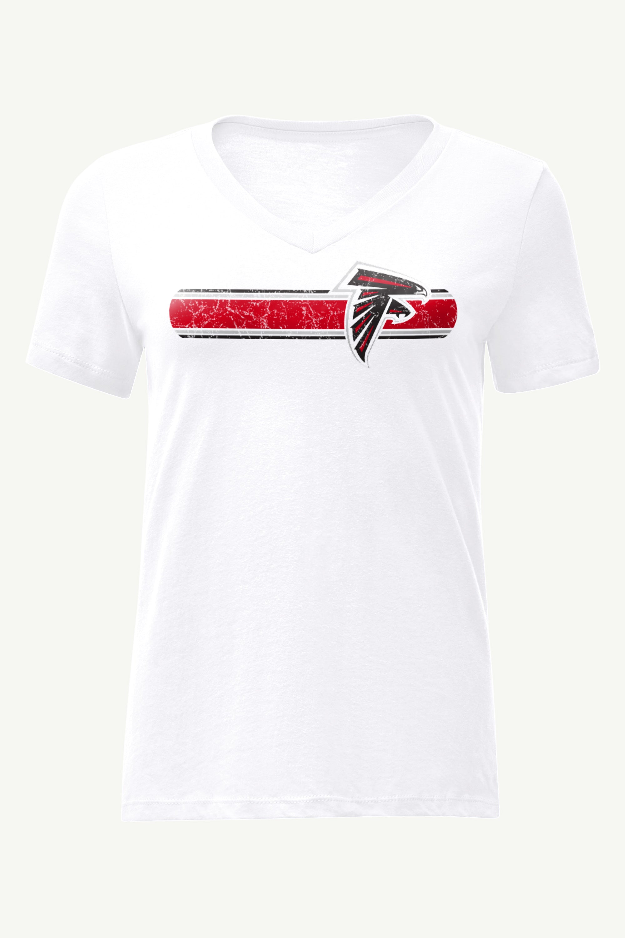 WOMENS ATLANTA FALCONS STRIPE V-NECK T SHIRT View 1 | Atlanta Falcons WOMENS ATLANTA FALCONS STRIPE V-NECK T SHIRT View 1 | Atlanta Falcons