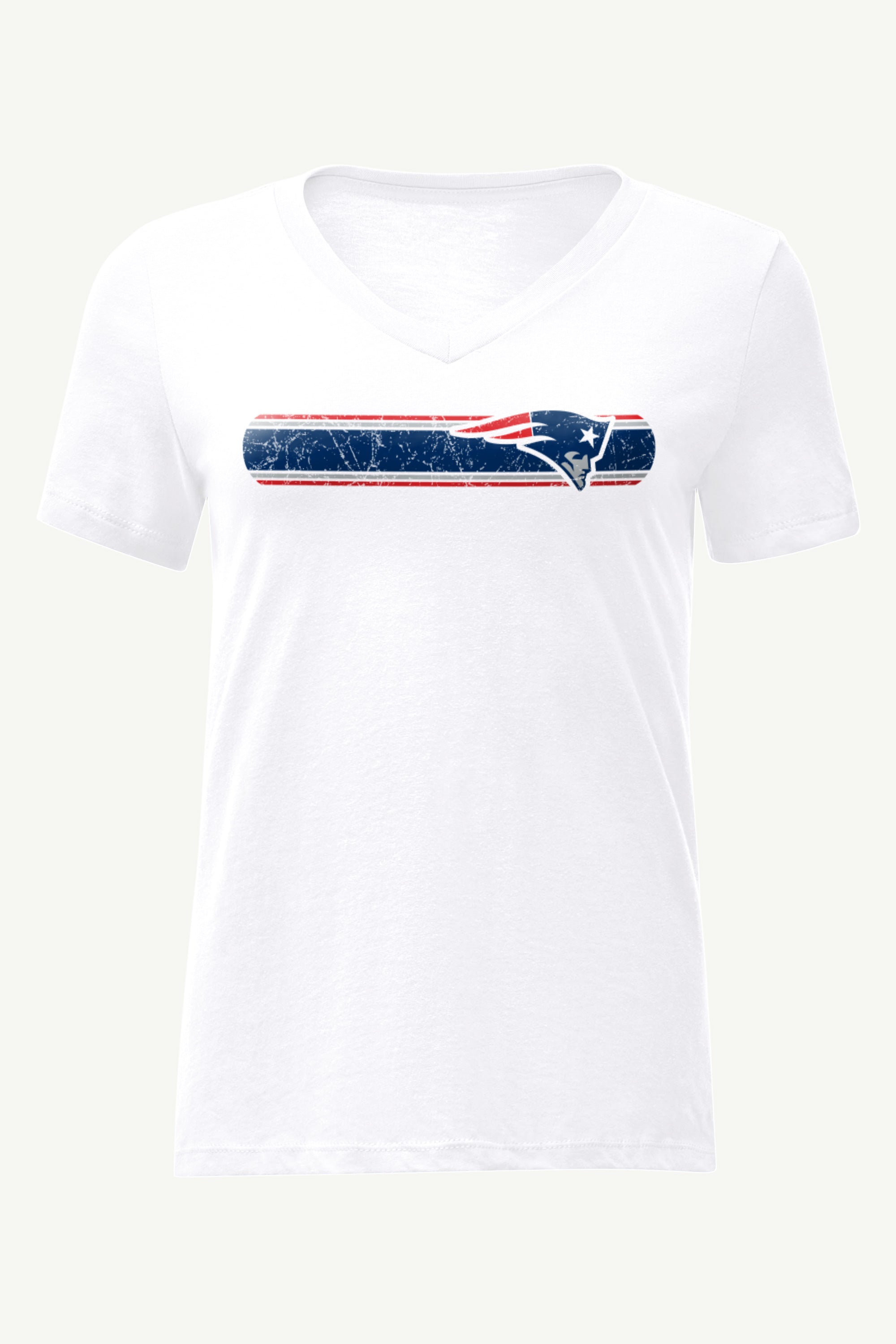 WOMENS NEW ENGLAND PATRIOTS STRIPE V-NECK T SHIRT View 1 | New England Patriots WOMENS NEW ENGLAND PATRIOTS STRIPE V-NECK T SHIRT View 1 | New England Patriots