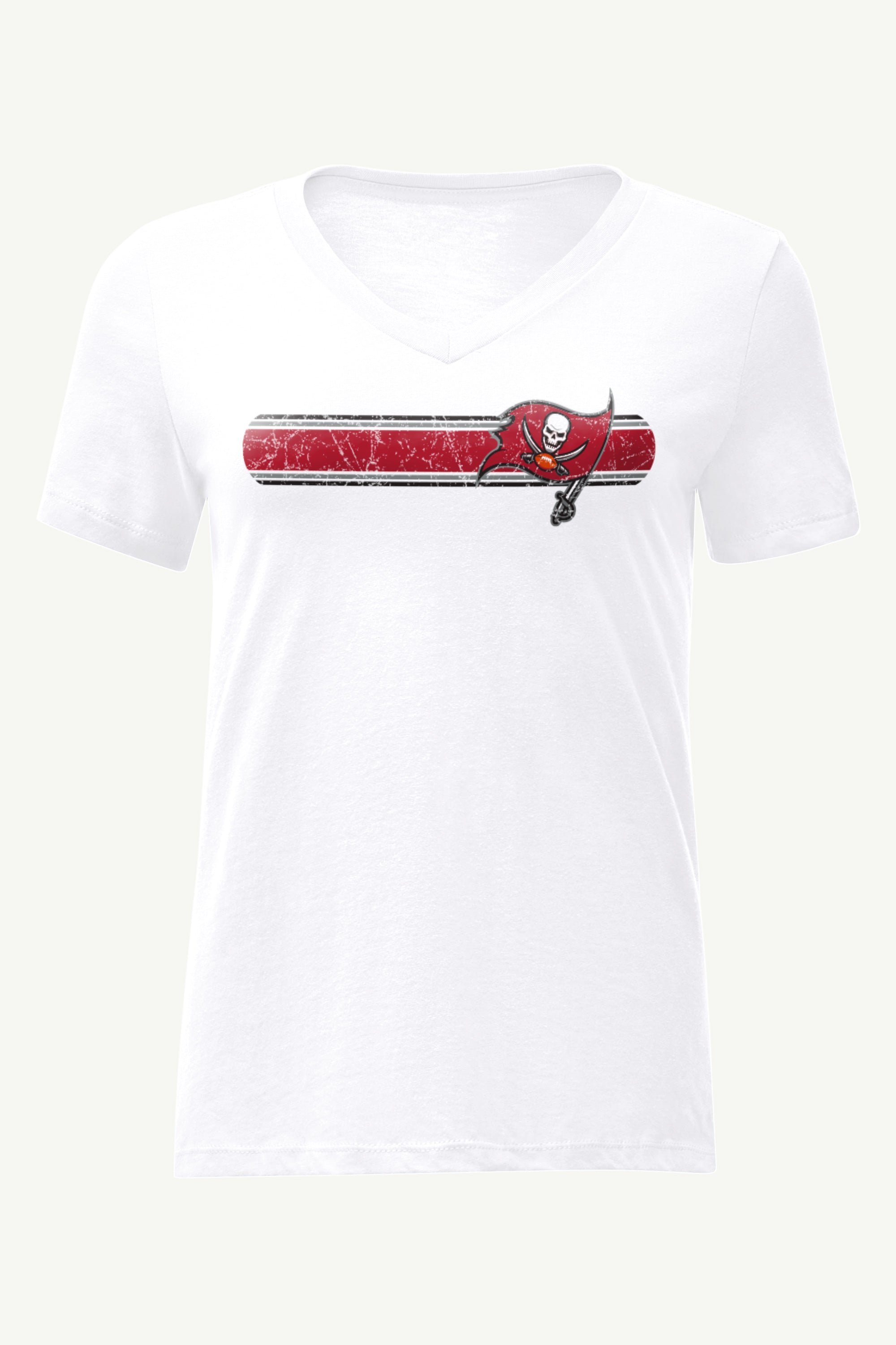 WOMENS TAMPA BAY BUCANEERS STRIPE V-NECK T SHIRT View 1 | Tampa Bay Buccaneers WOMENS TAMPA BAY BUCANEERS STRIPE V-NECK T SHIRT View 1 | Tampa Bay Buccaneers