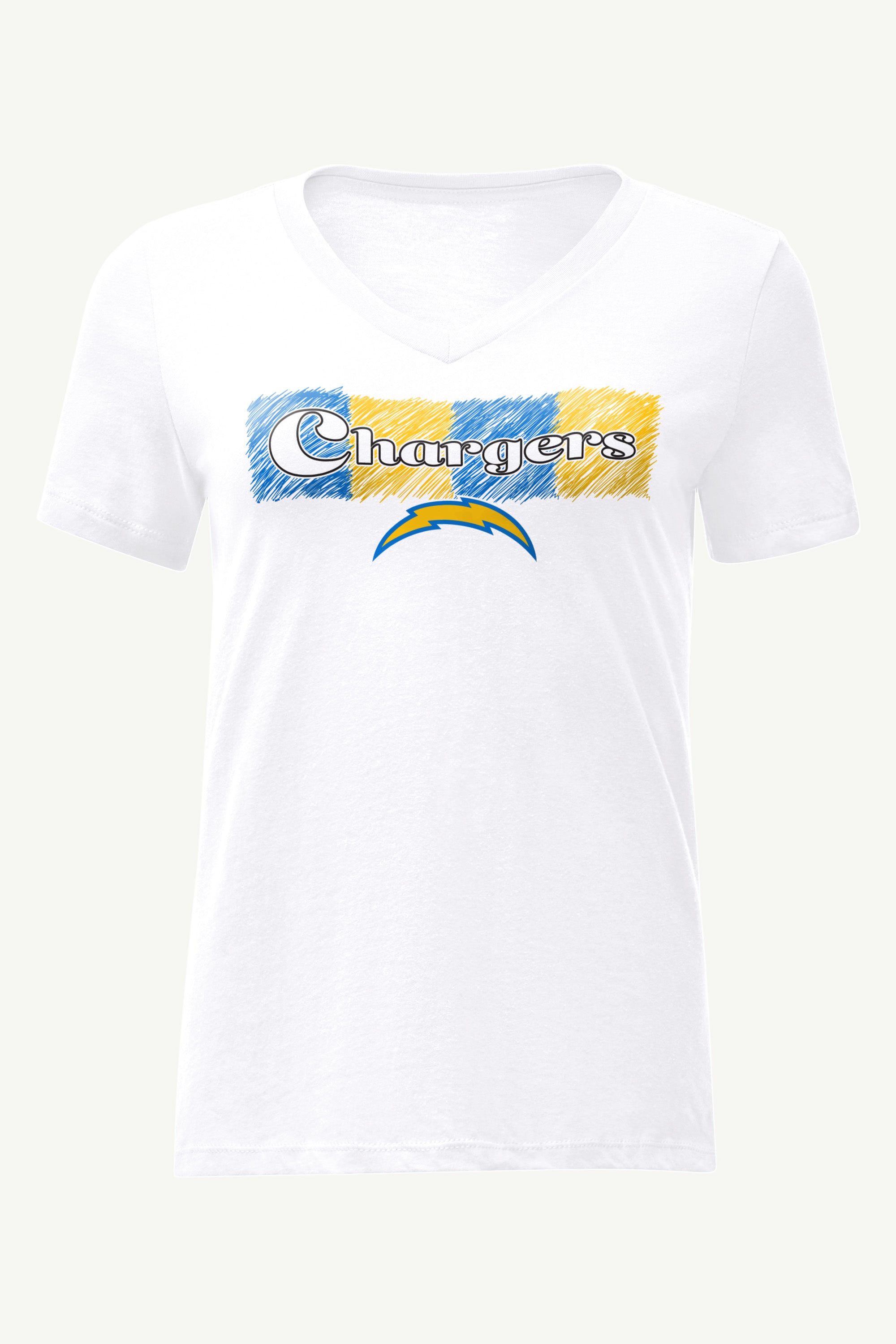 WOMENS LOS ANGELES CHARGERS COLOR SHADDING V-NECK T SHIRT View 1 | Los Angeles Chargers WOMENS LOS ANGELES CHARGERS COLOR SHADDING V-NECK T SHIRT View 1 | Los Angeles Chargers