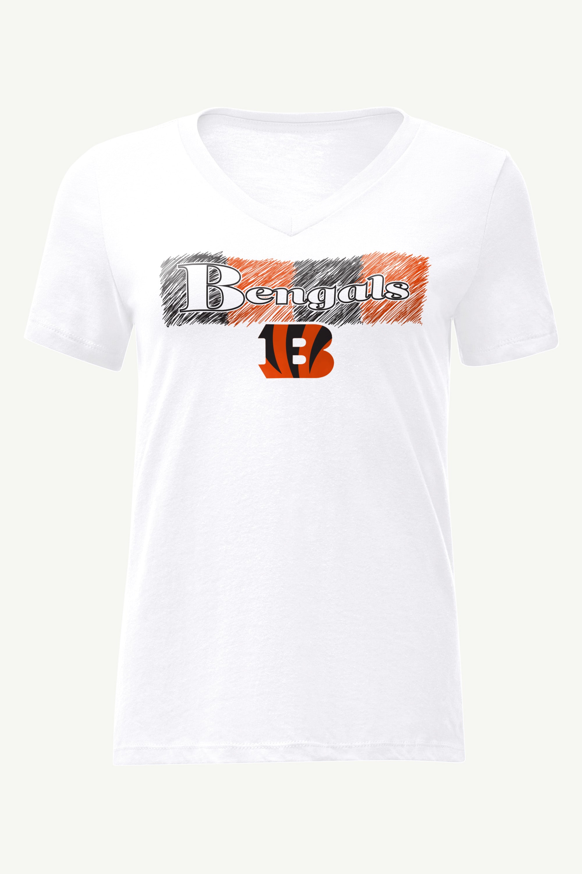 WOMENS CINCINATI BENGALS COLOR SHADDING V-NECK T SHIRT View 1 | Cincinnati Bengals WOMENS CINCINATI BENGALS COLOR SHADDING V-NECK T SHIRT View 1 | Cincinnati Bengals
