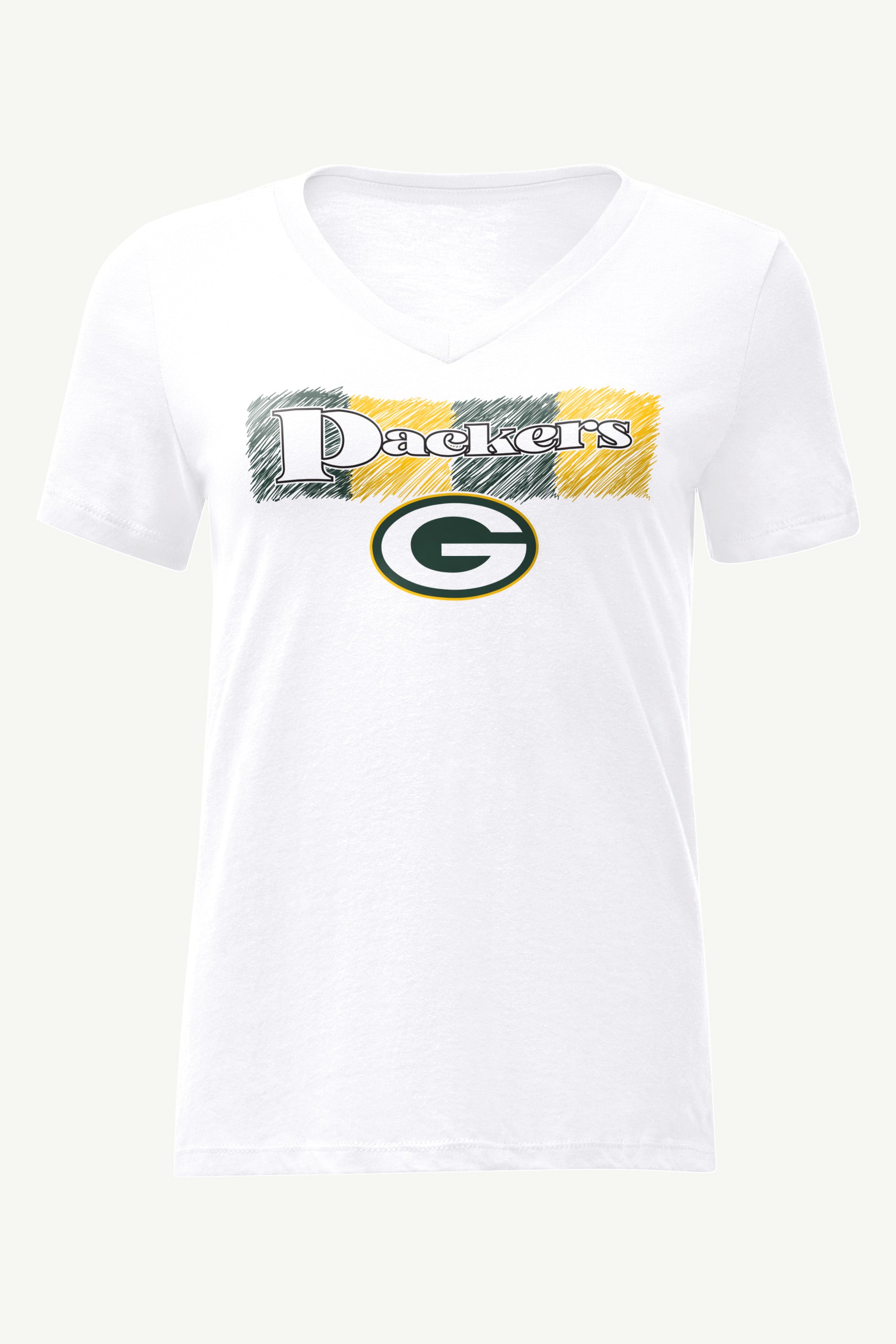 WOMENS GREEN BAY PACKERS COLOR SHADDING V-NECK T SHIRT View 1 | Green Bay Packers WOMENS GREEN BAY PACKERS COLOR SHADDING V-NECK T SHIRT View 1 | Green Bay Packers