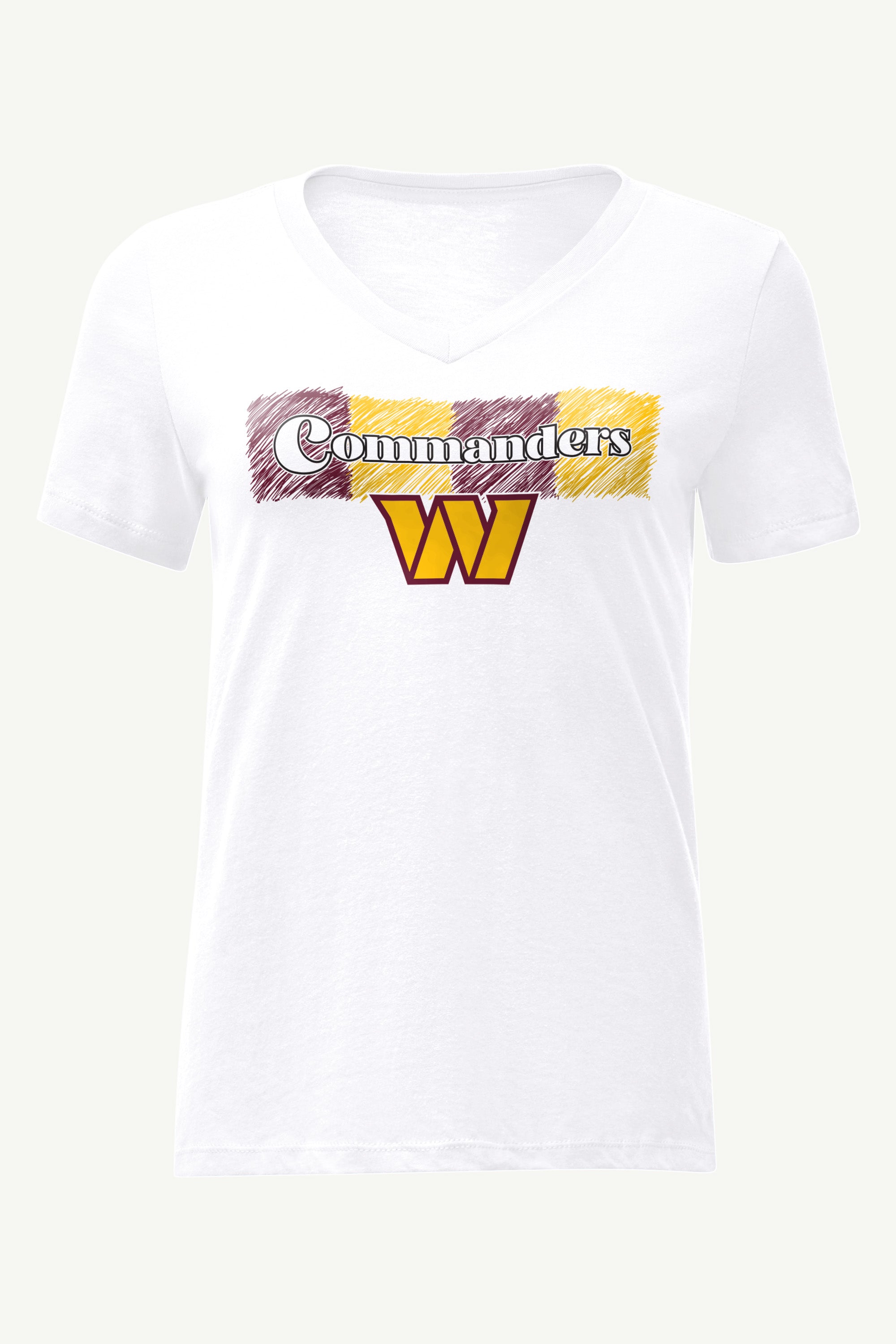 WOMENS WASHINGTON COMMANDERS COLOR SHADDING V-NECK T SHIRT View 1 | Washington Commanders WOMENS WASHINGTON COMMANDERS COLOR SHADDING V-NECK T SHIRT View 1 | Washington Commanders