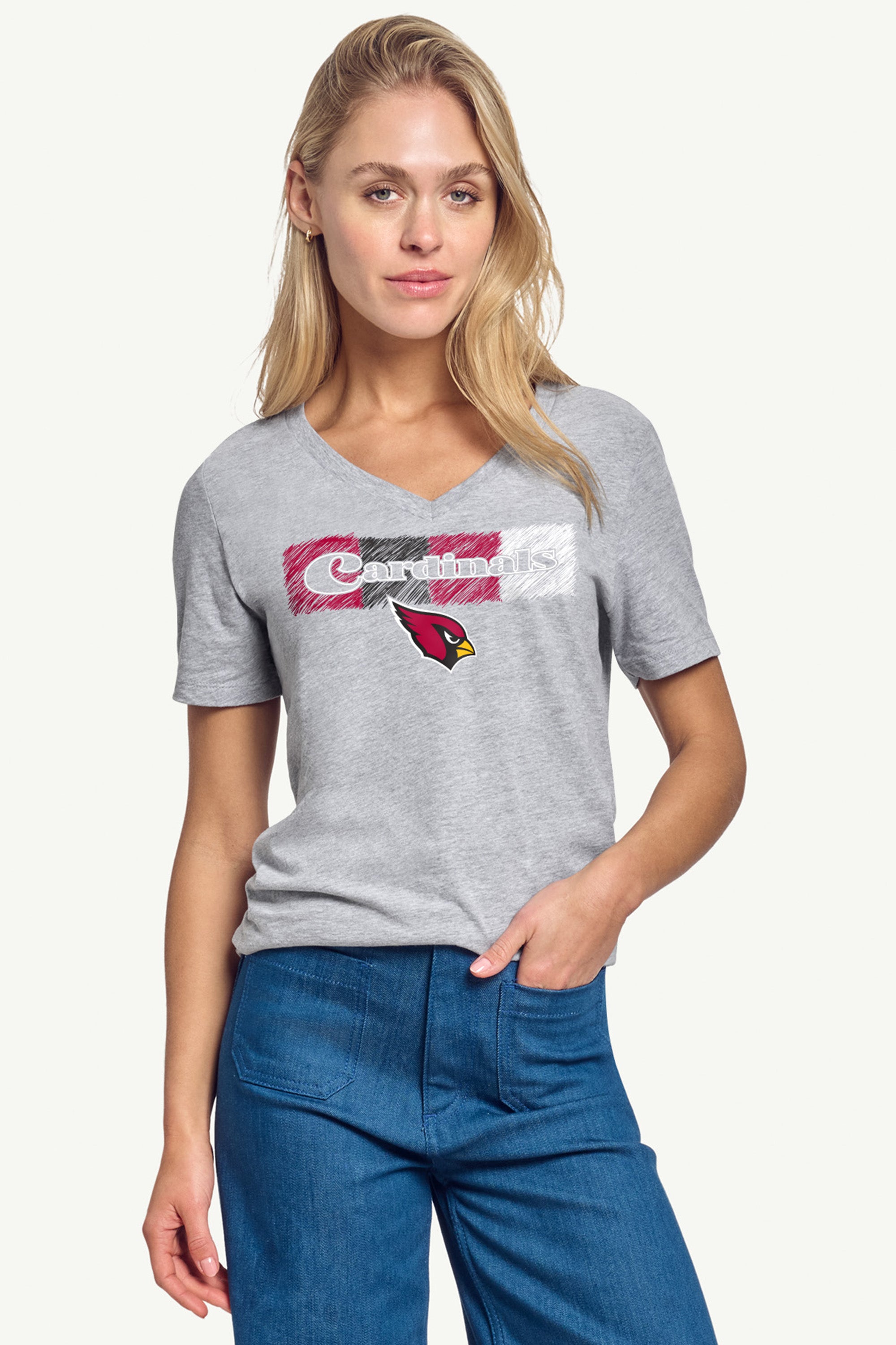 WOMENS ARIZONA CARDINALS COLOR SHADDING V-NECK T SHIRT View 3 | NFL WOMENS ARIZONA CARDINALS COLOR SHADDING V-NECK T SHIRT View 3 | NFL