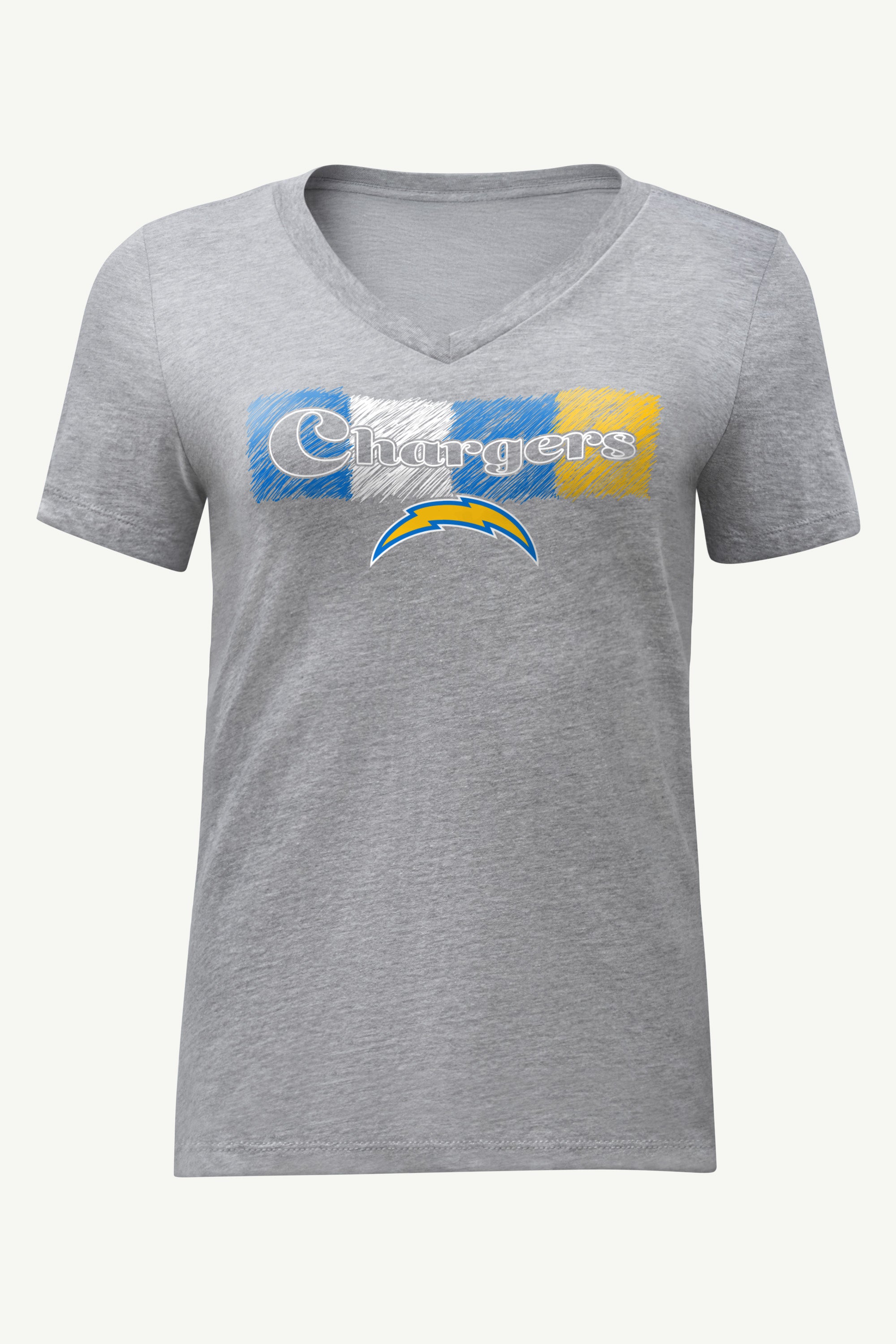 WOMENS LOS ANGELES CHARGERS COLOR SHADDING V-NECK T SHIRT View 1 | Los Angeles Chargers WOMENS LOS ANGELES CHARGERS COLOR SHADDING V-NECK T SHIRT View 1 | Los Angeles Chargers