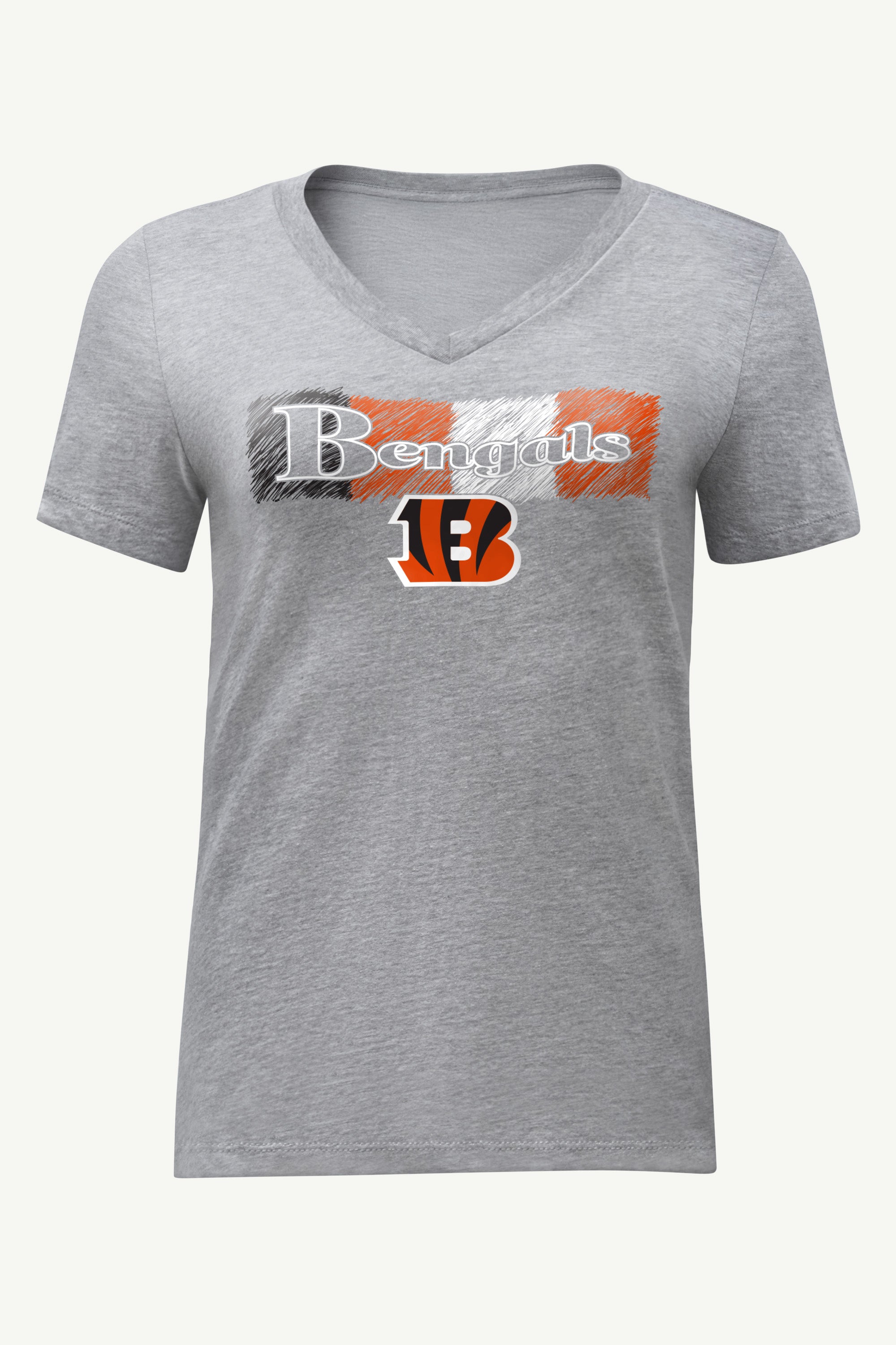 WOMENS CINCINATI BENGALS COLOR SHADDING V-NECK T SHIRT View 1 | NFL WOMENS CINCINATI BENGALS COLOR SHADDING V-NECK T SHIRT View 1 | NFL