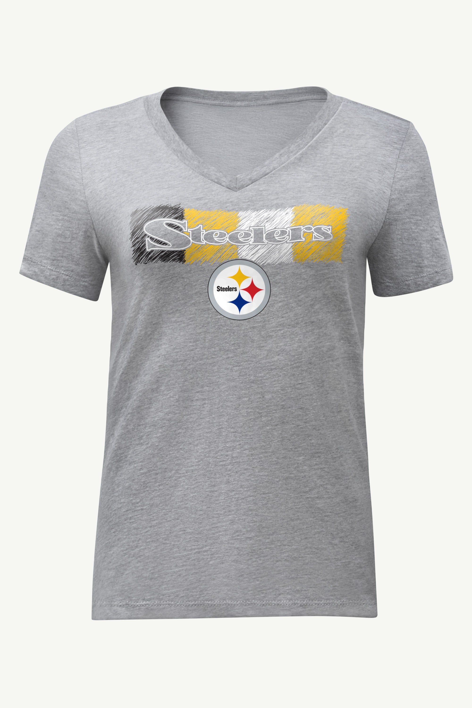 WOMENS PITTSBURGH STEELERS COLOR SHADDING V-NECK T SHIRT View 1 | NFL WOMENS PITTSBURGH STEELERS COLOR SHADDING V-NECK T SHIRT View 1 | NFL